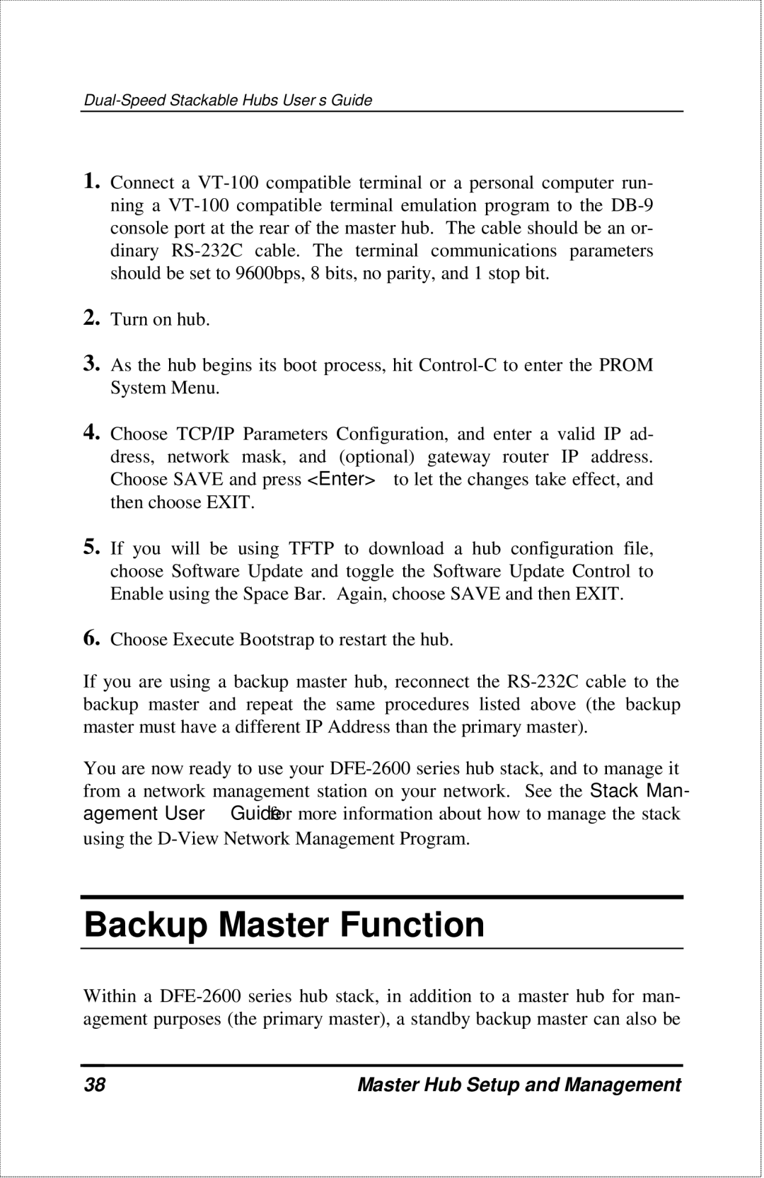 D-Link DFE-2600 manual Backup Master Function 