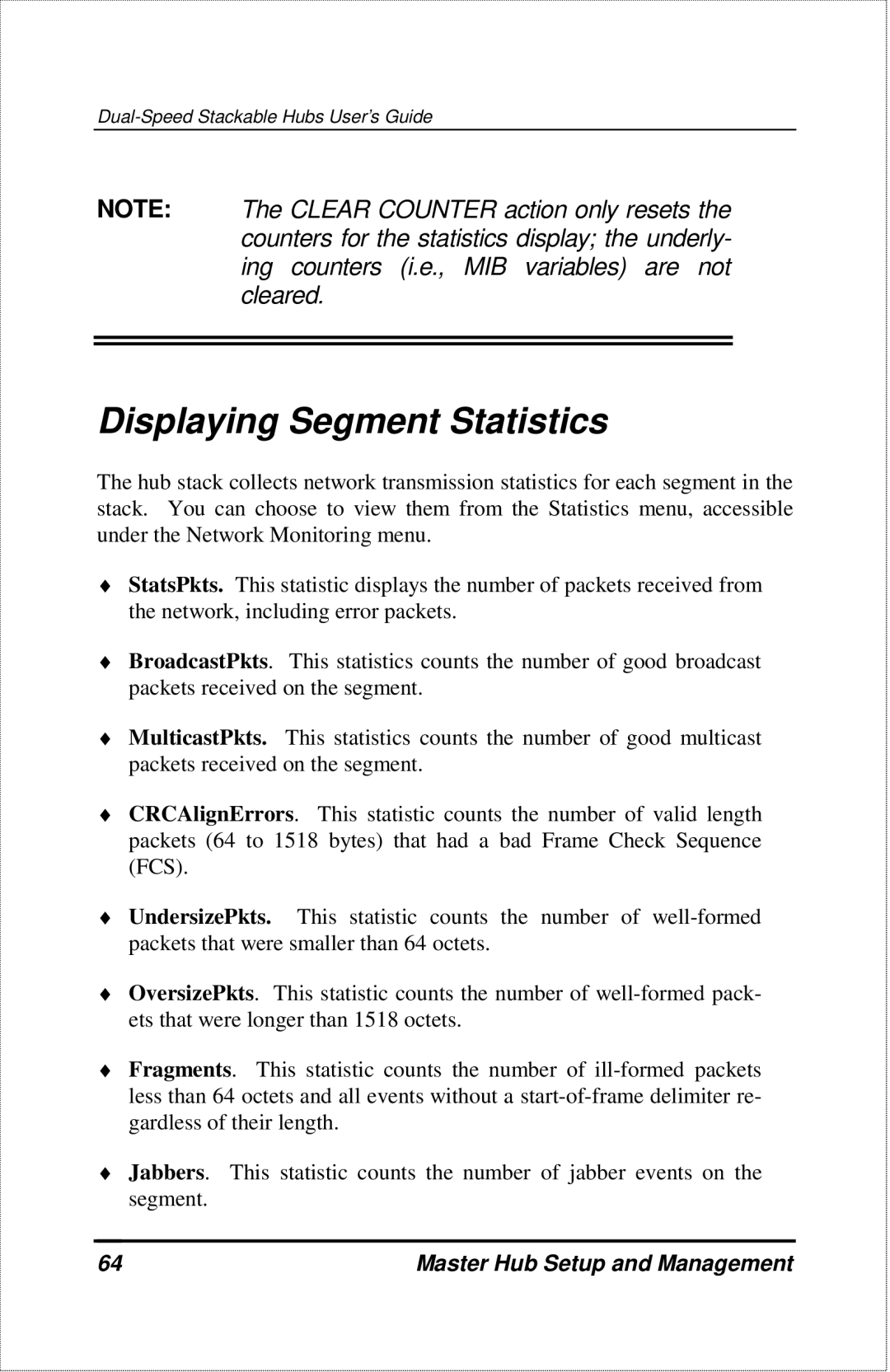 D-Link DFE-2600 manual Displaying Segment Statistics 