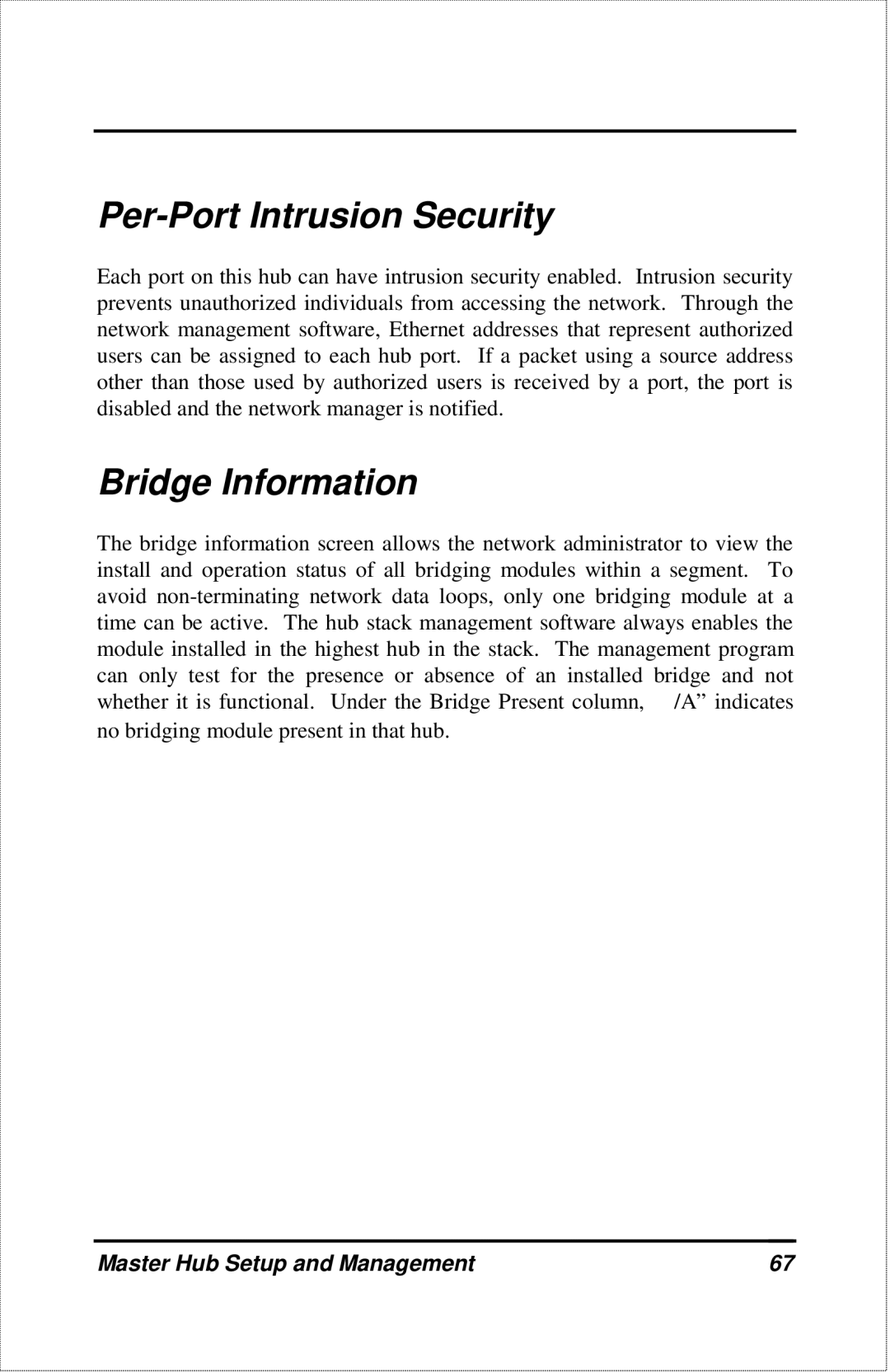 D-Link DFE-2600 manual Per-Port Intrusion Security, Bridge Information 