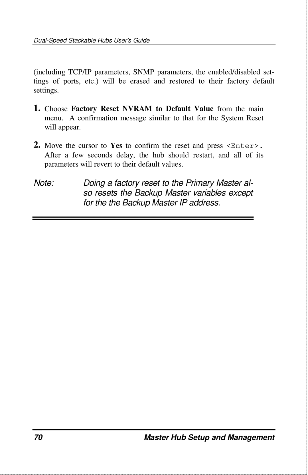 D-Link DFE-2600 manual For the the Backup Master IP address 