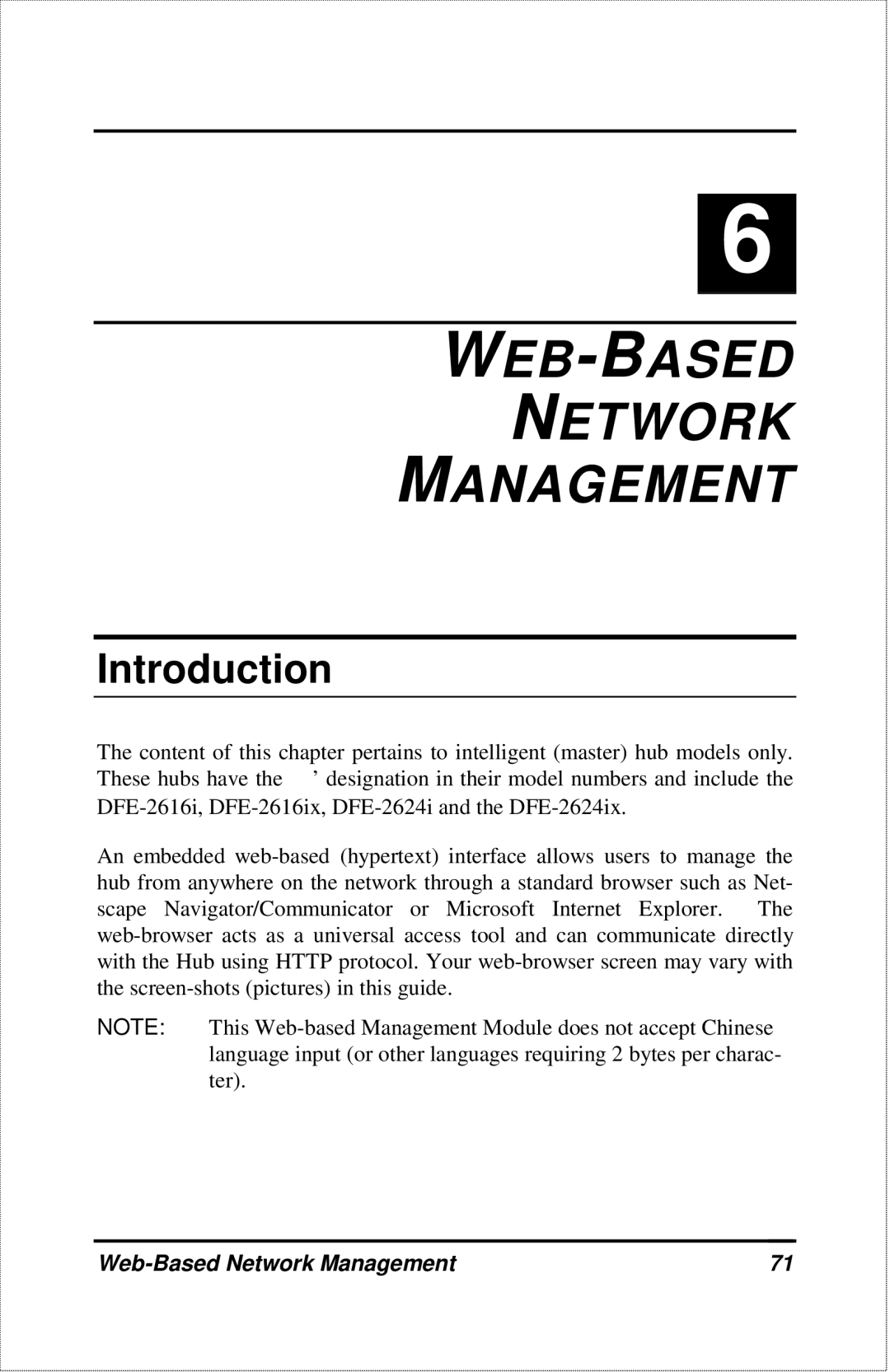 D-Link DFE-2600 manual WEB-BASED Network Management, Introduction, Web-Based Network Management 