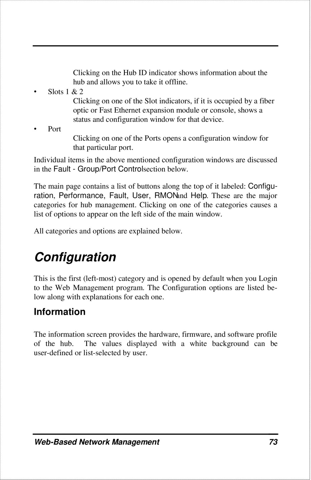 D-Link DFE-2600 manual Configuration, Information 