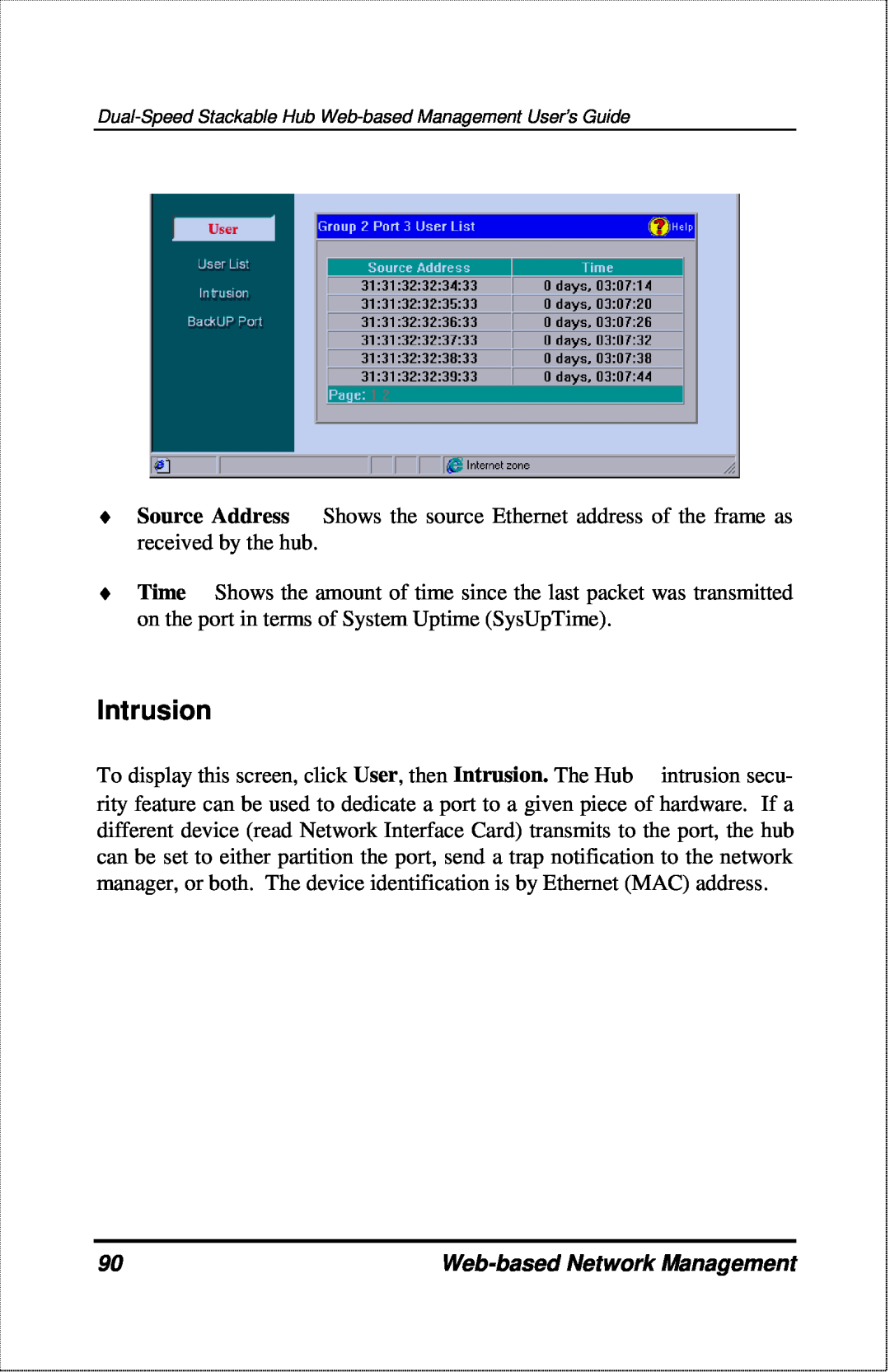D-Link DFE-2600 manual Intrusion, Web-based Network Management 