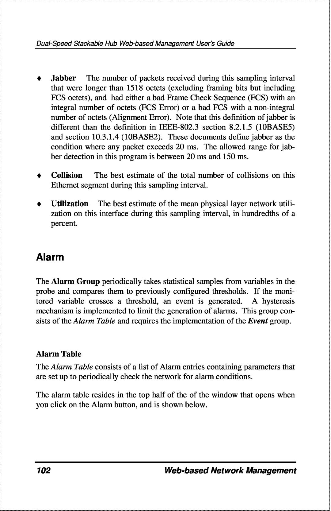 D-Link DFE-2600 manual Alarm Table, Web-based Network Management 
