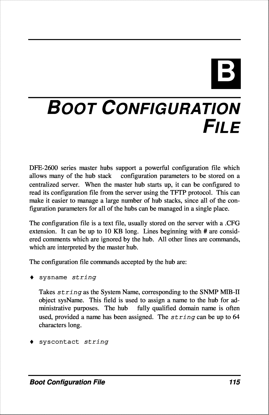 D-Link DFE-2600 manual Boot Configuration File 