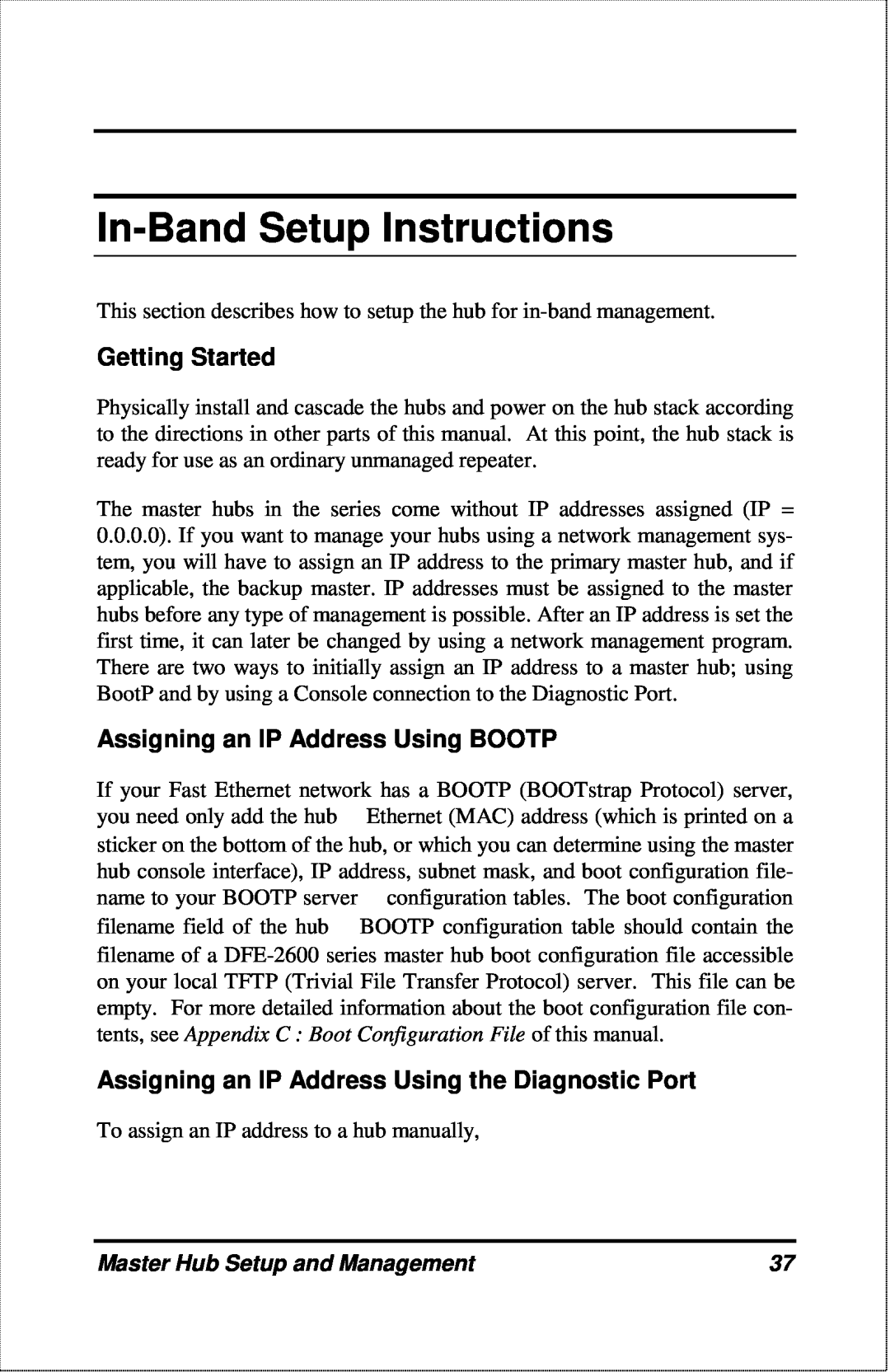D-Link DFE-2600 manual In-Band Setup Instructions, Getting Started, Assigning an IP Address Using BOOTP 