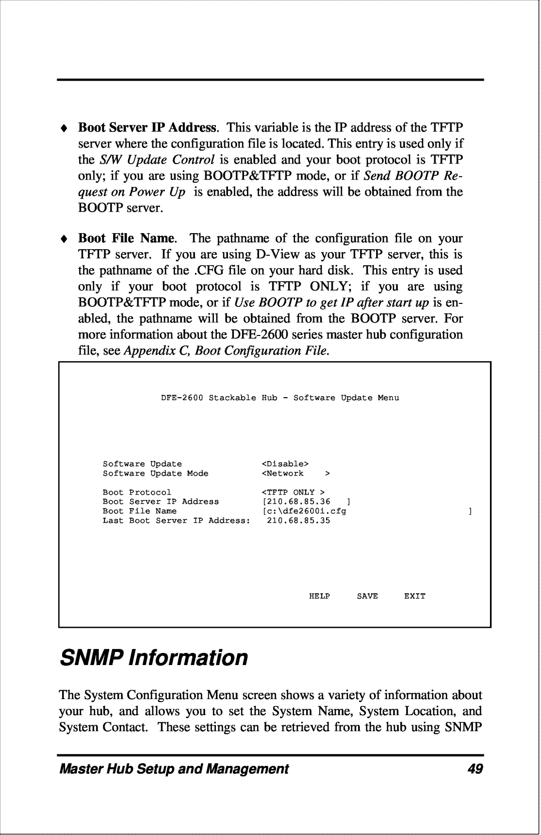 D-Link DFE-2600 manual SNMP Information, Master Hub Setup and Management 