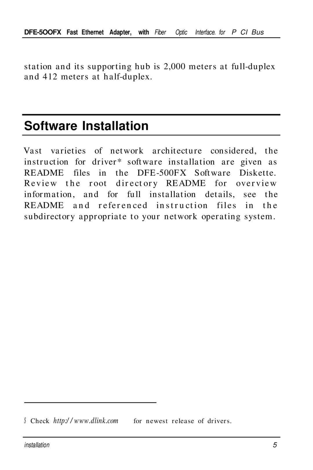 D-Link DFE-500FX manual Software Installation 