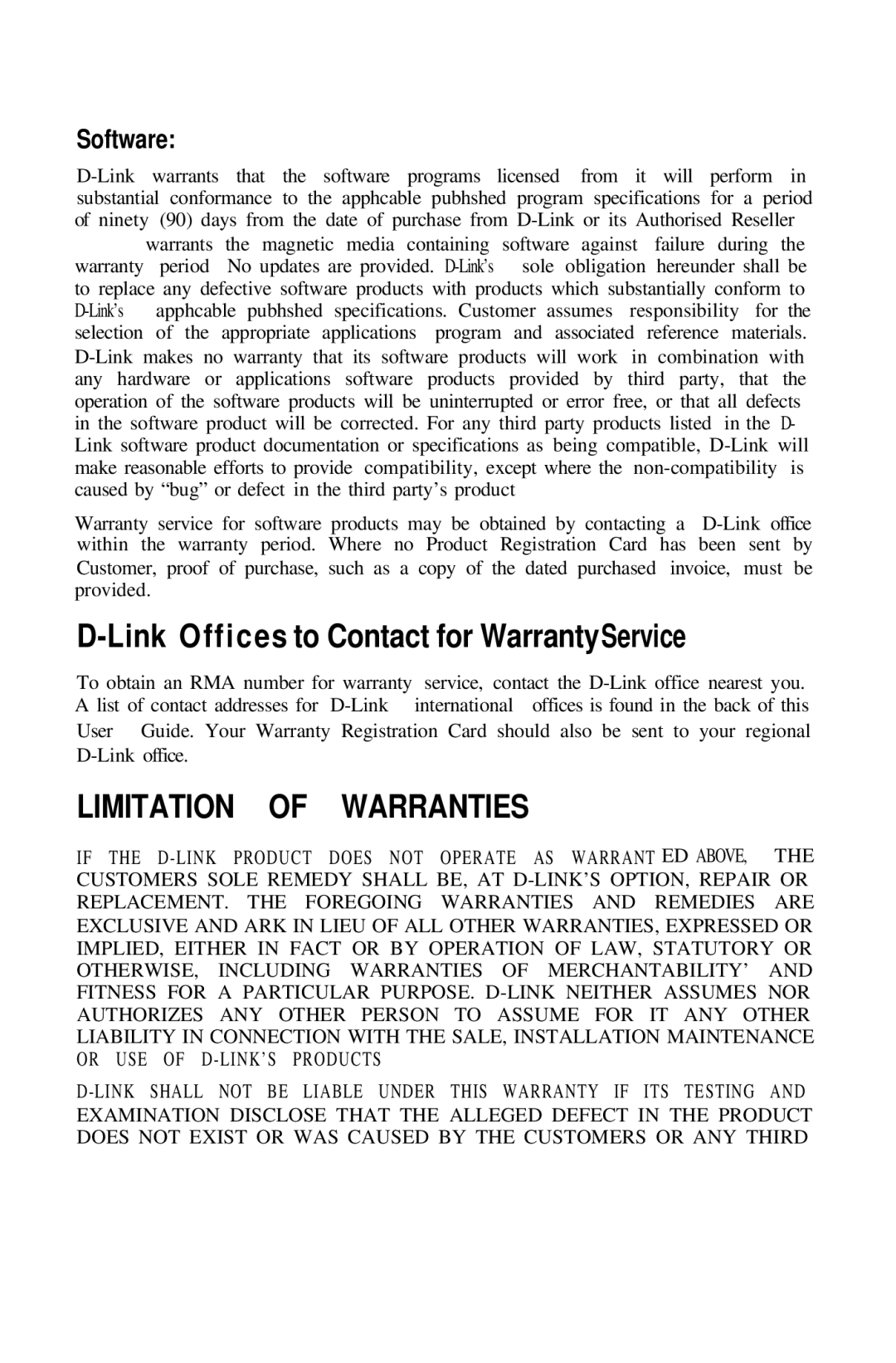 D-Link DFE-500FX manual Limitation Warranties 