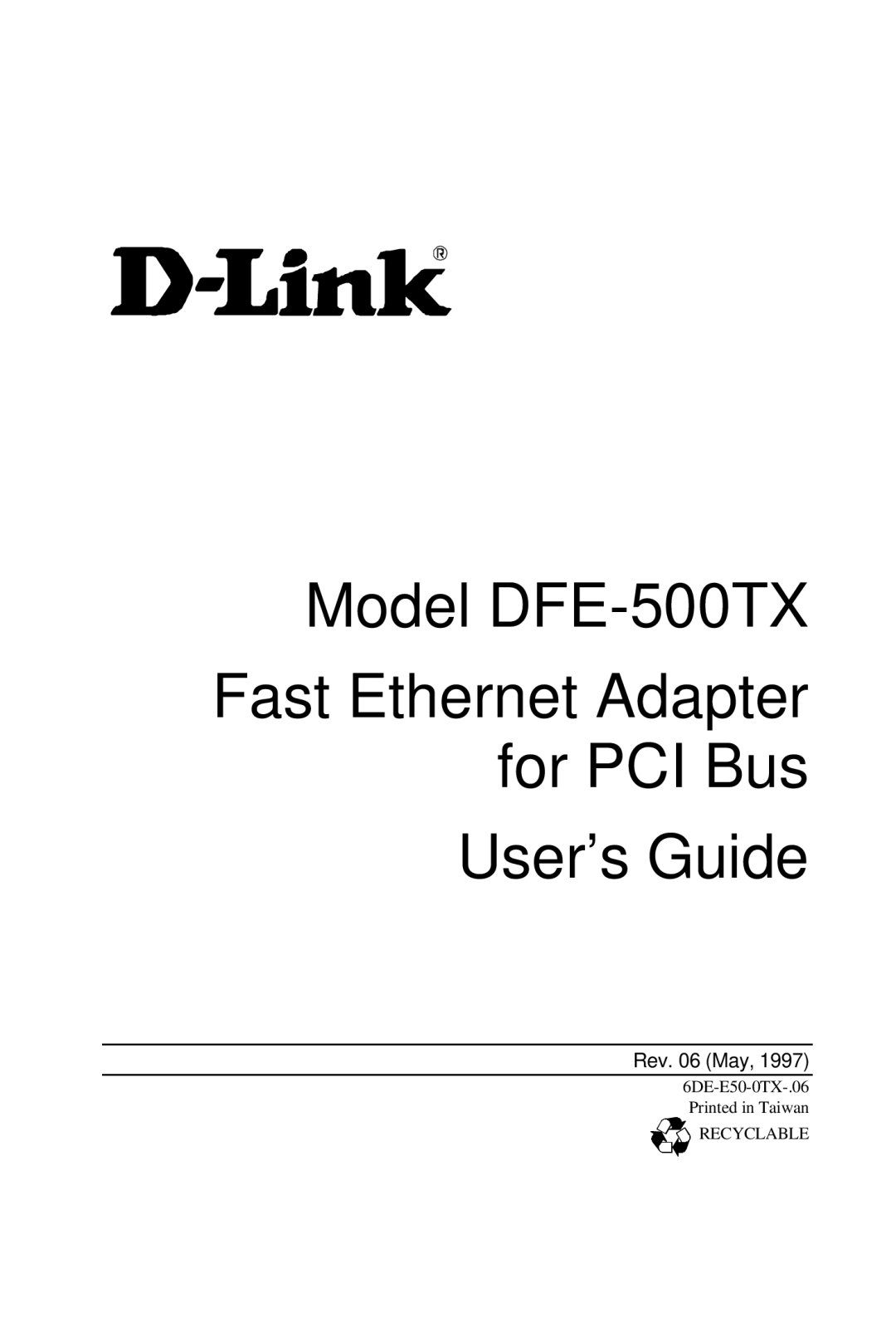 D-Link DFE-500TX manual Rev May 