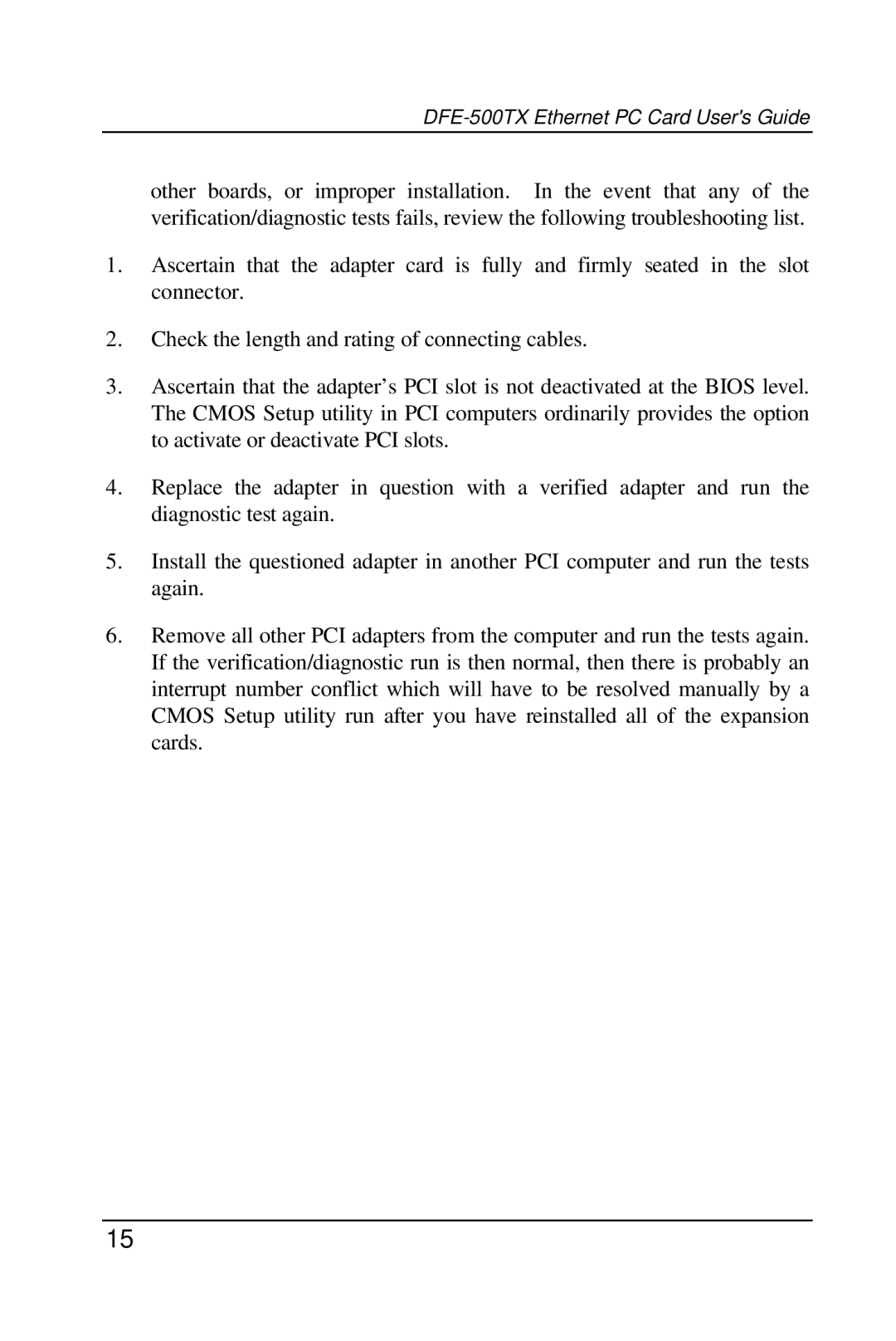 D-Link manual DFE-500TX Ethernet PC Card Users Guide 