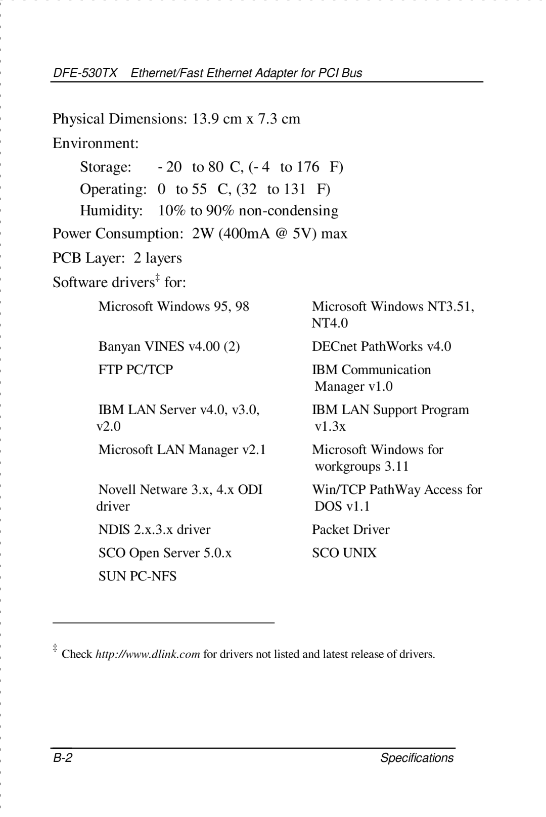 D-Link DFE-530TX manual SCO Unix 