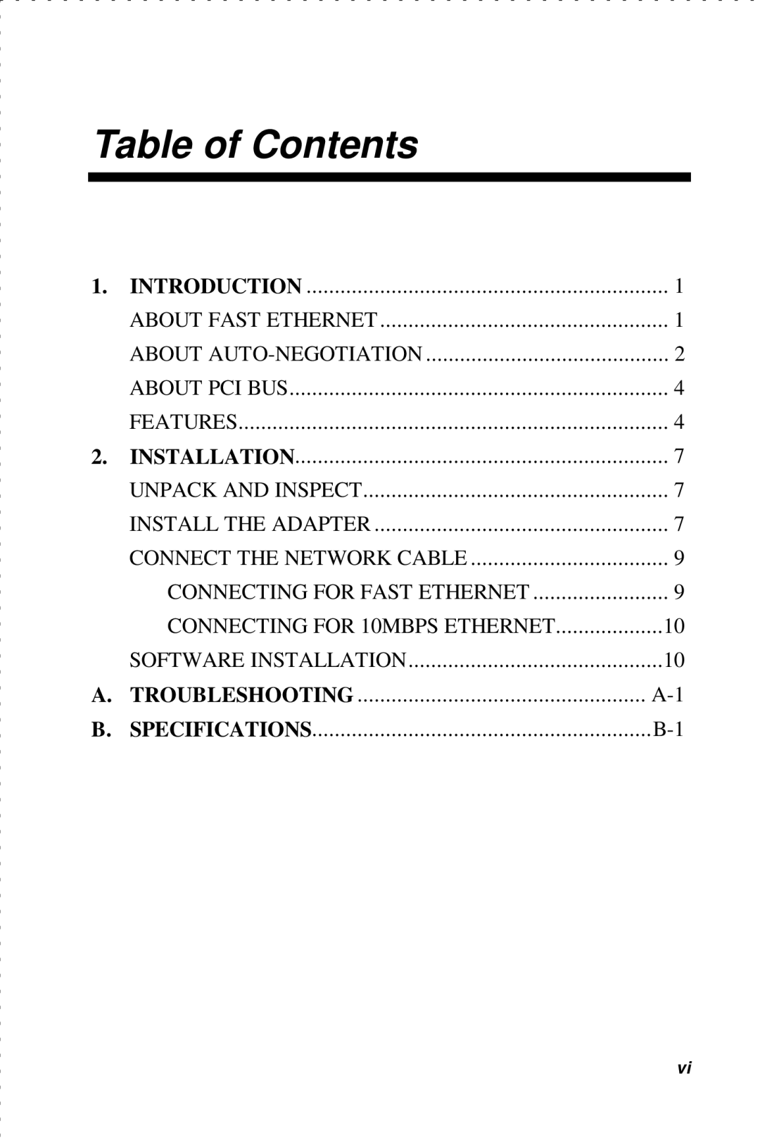 D-Link DFE-530TX manual Table of Contents 