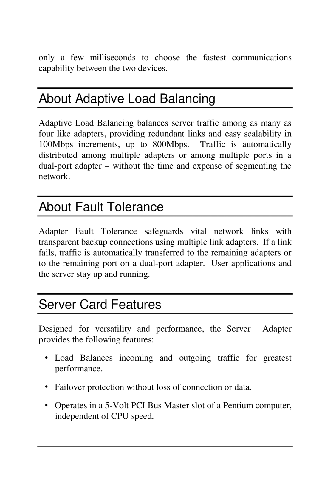 D-Link DFE-570TX manual About Adaptive Load Balancing, About Fault Tolerance, Server Card Features 