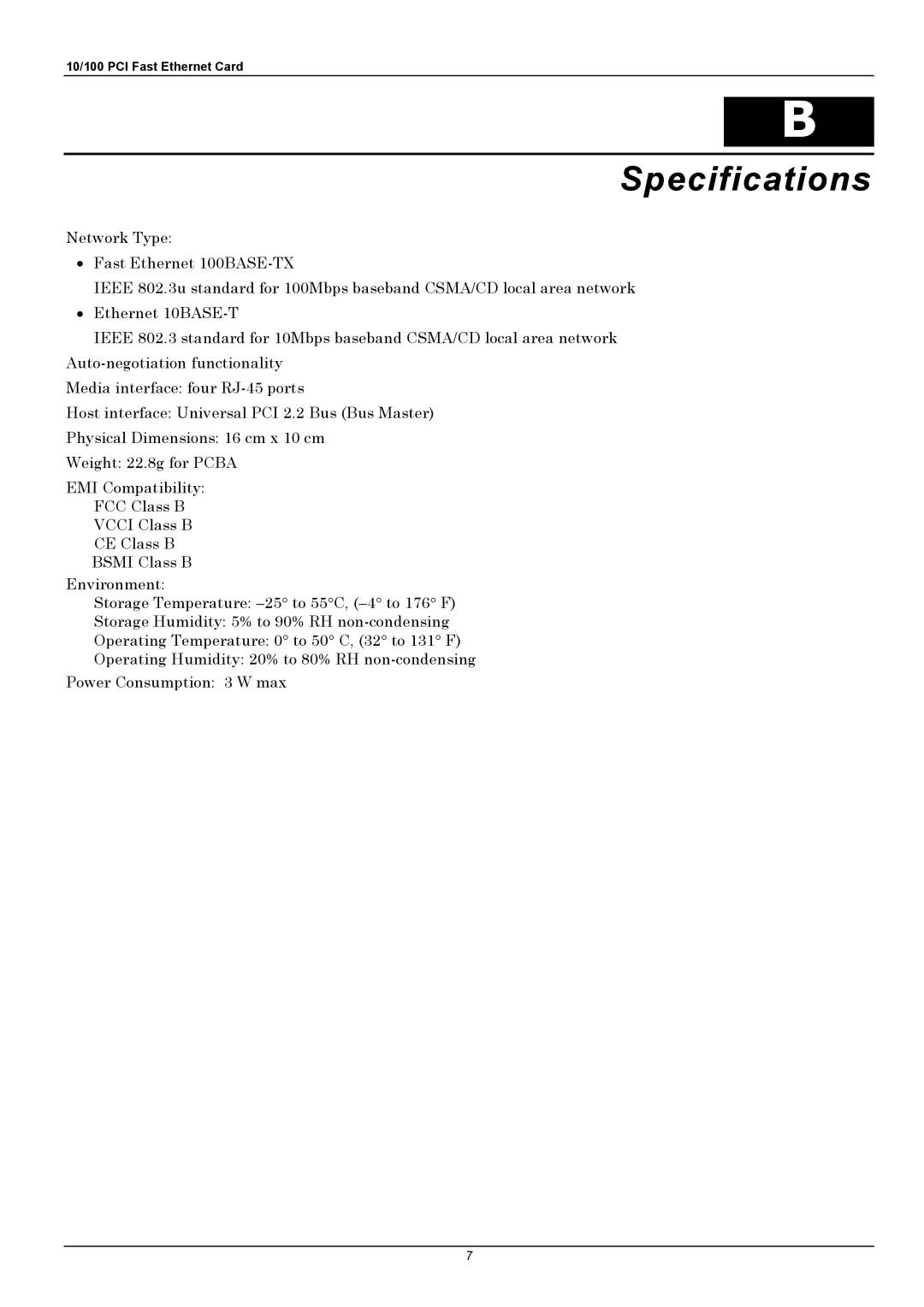 D-Link DFE-580TX manual Specifications 