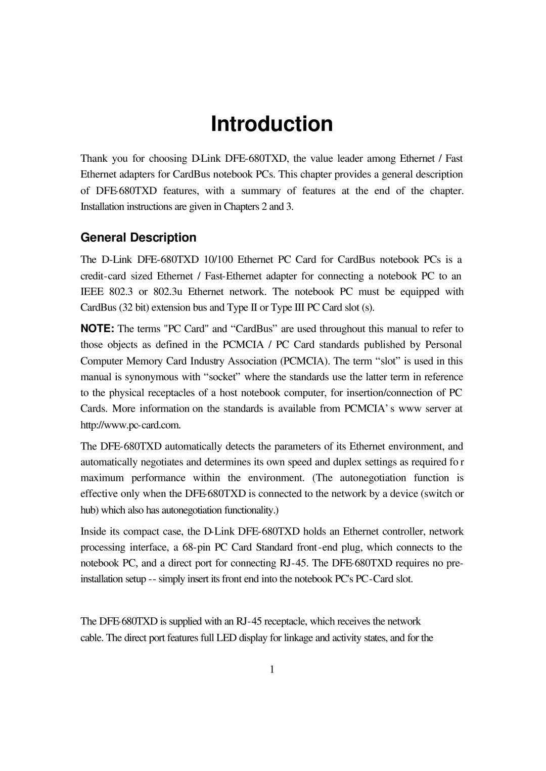 D-Link DFE-680TXD manual Introduction, General Description 