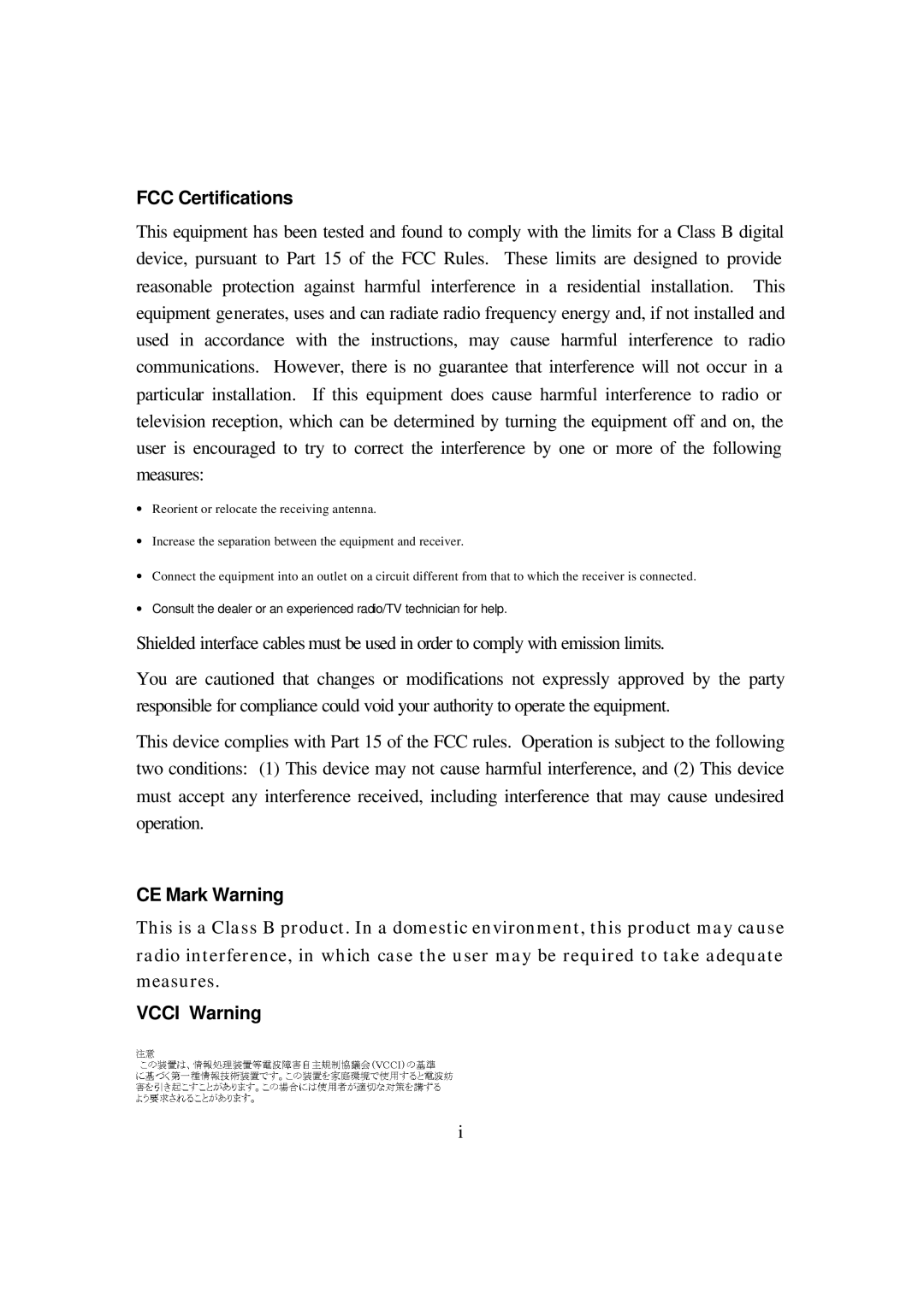 D-Link DFE-680TXD manual Vcci Warning 