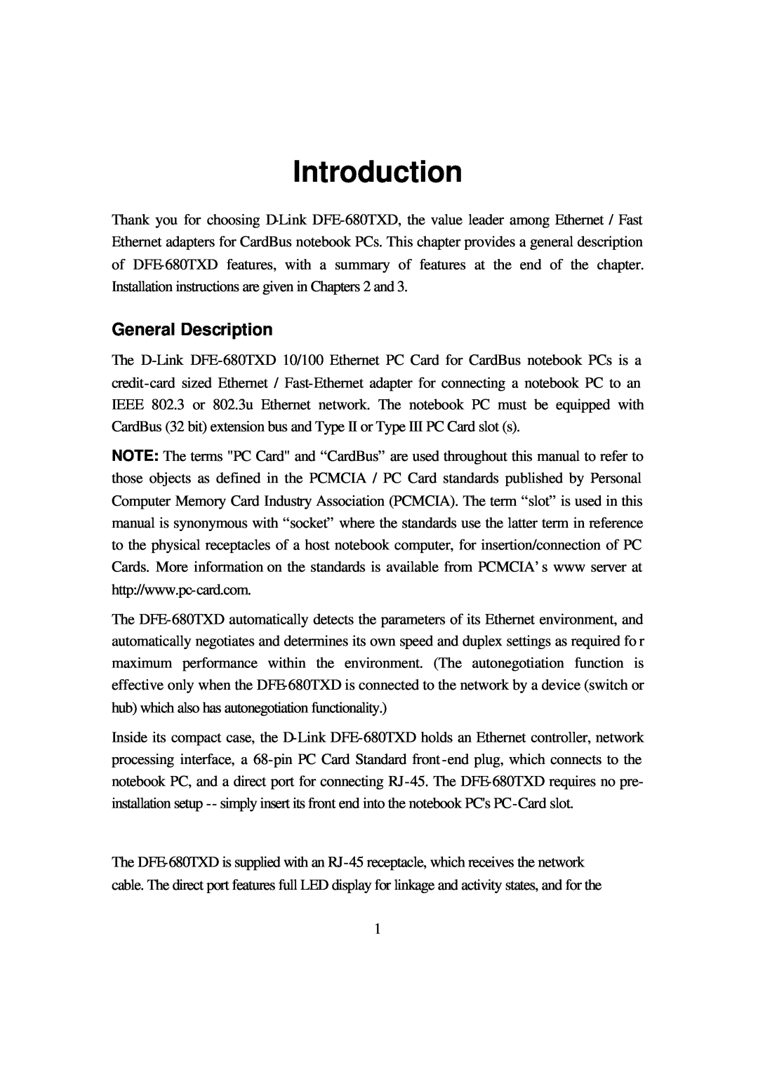 D-Link DFE-680TXD manual Introduction, General Description 