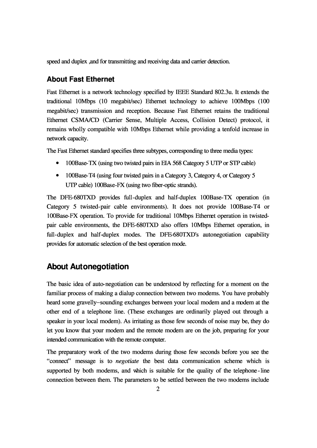 D-Link DFE-680TXD manual About Autonegotiation, About Fast Ethernet 