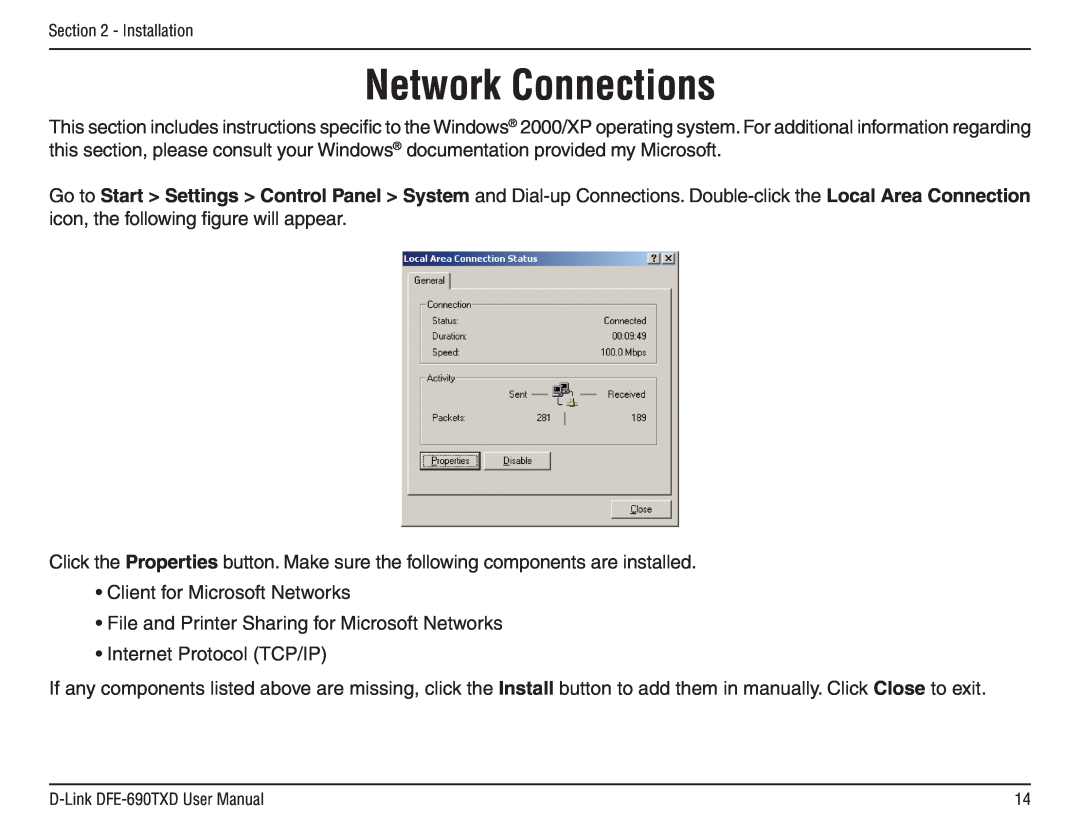 D-Link DFE-690TXD manual Network Connections 
