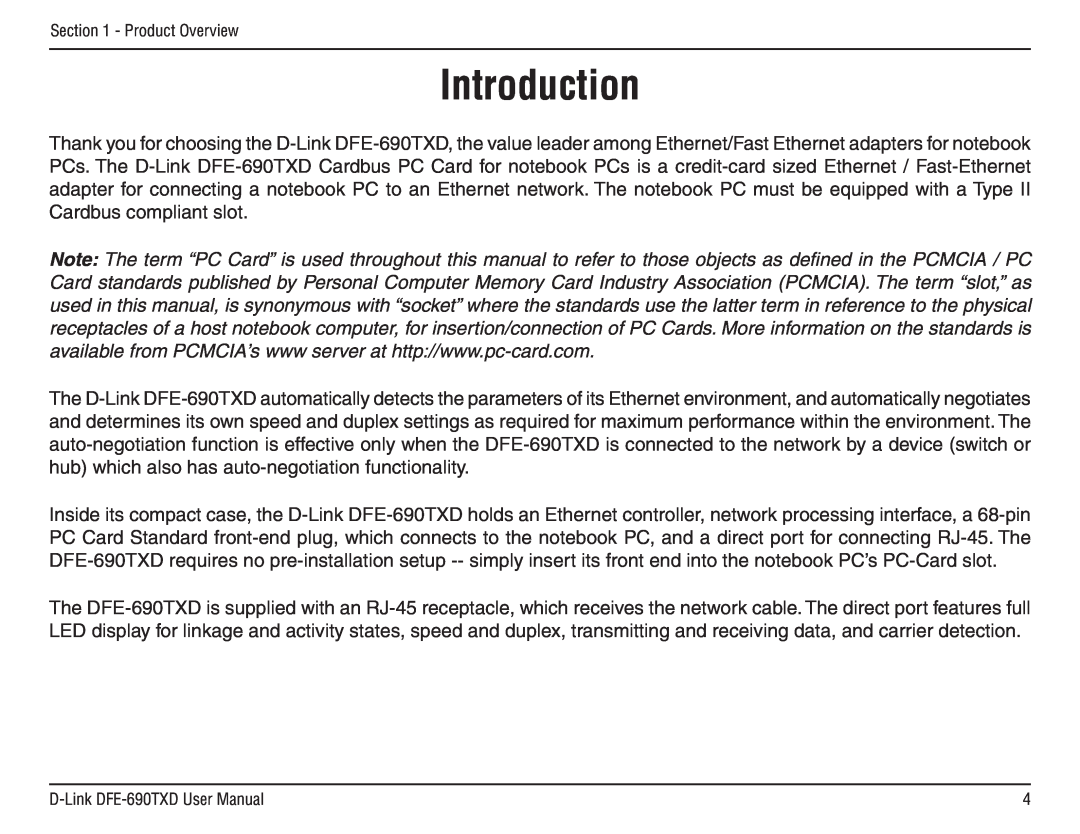 D-Link DFE-690TXD manual Introduction 