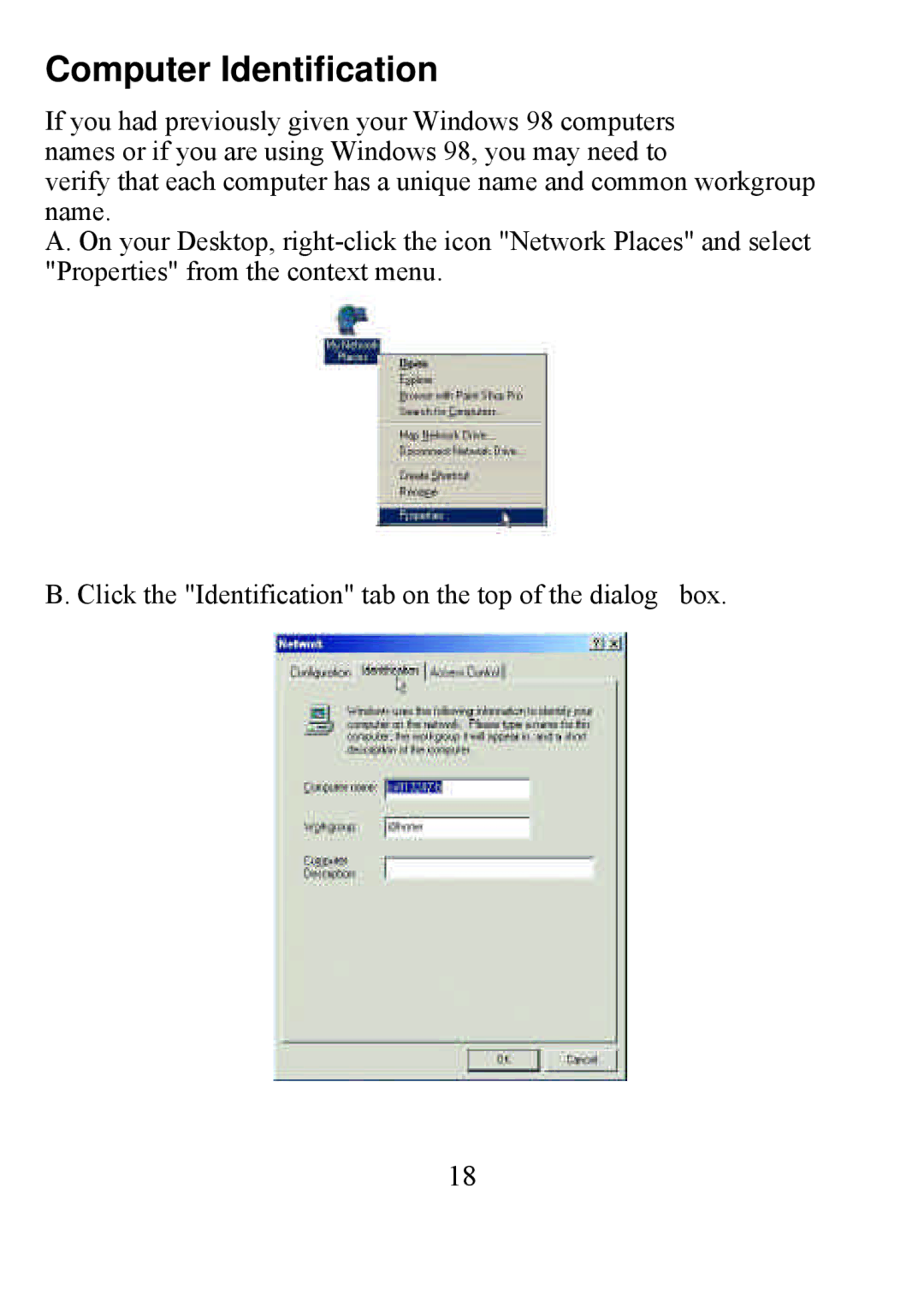 D-Link DFE-690TXD user manual Computer Identification 