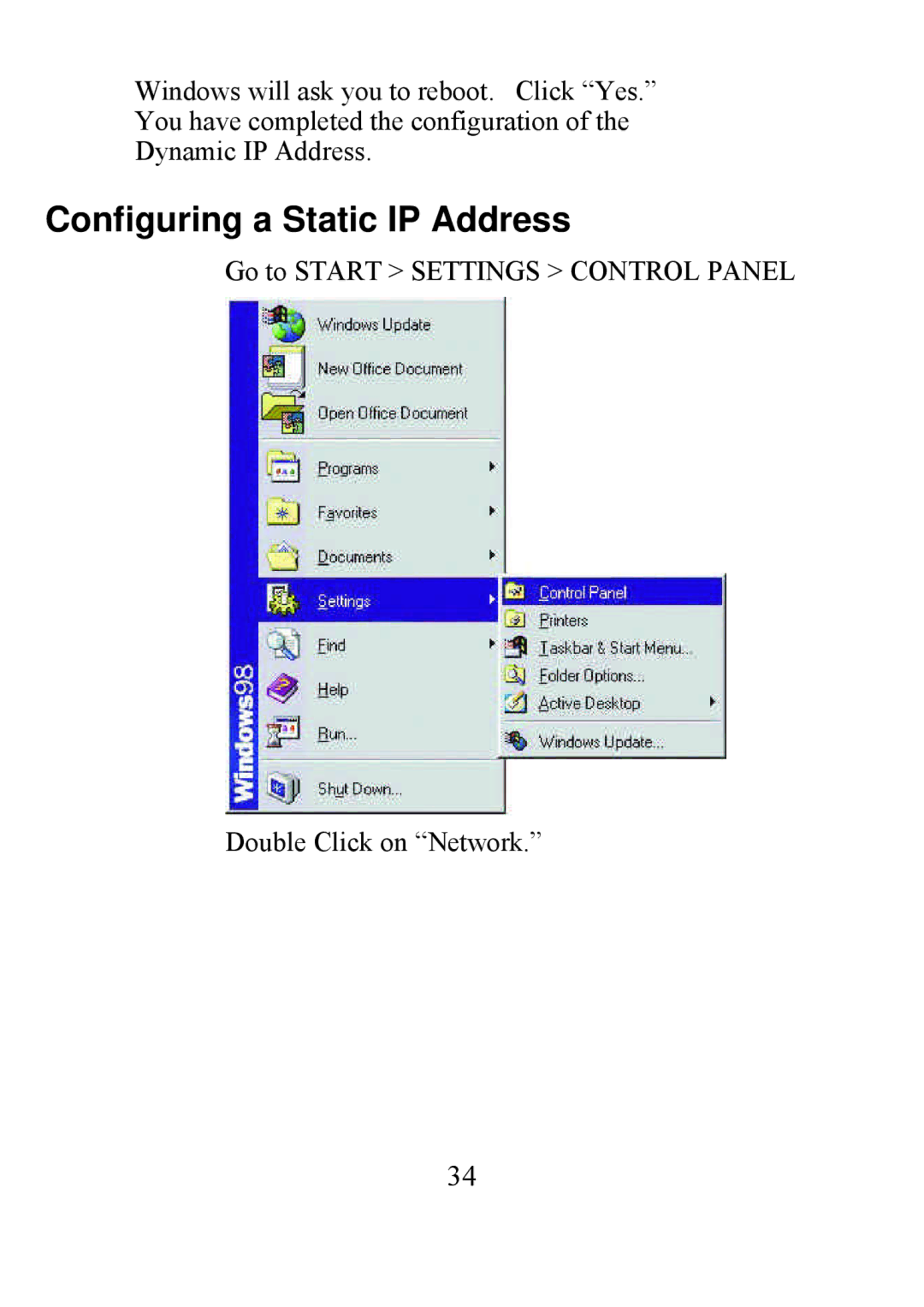 D-Link DFE-690TXD user manual Configuring a Static IP Address 