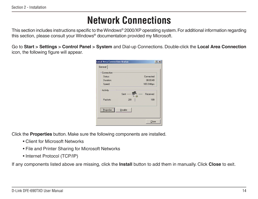 D-Link DFE-690TXD manual Network Connections 