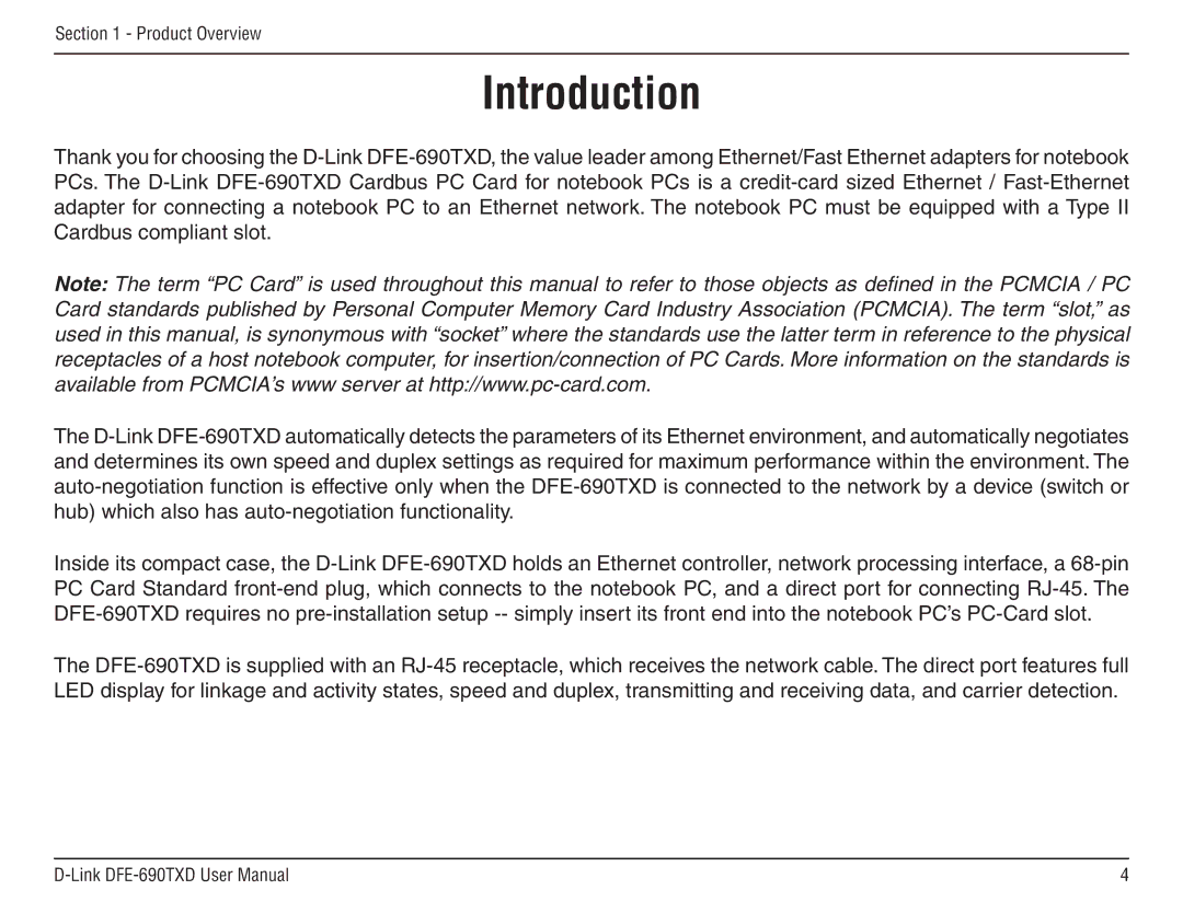 D-Link DFE-690TXD manual Introduction 