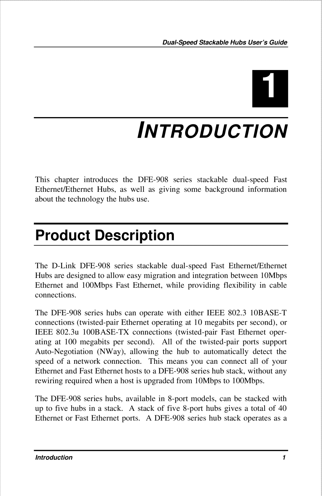 D-Link DFE-908X manual Introduction, Product Description 