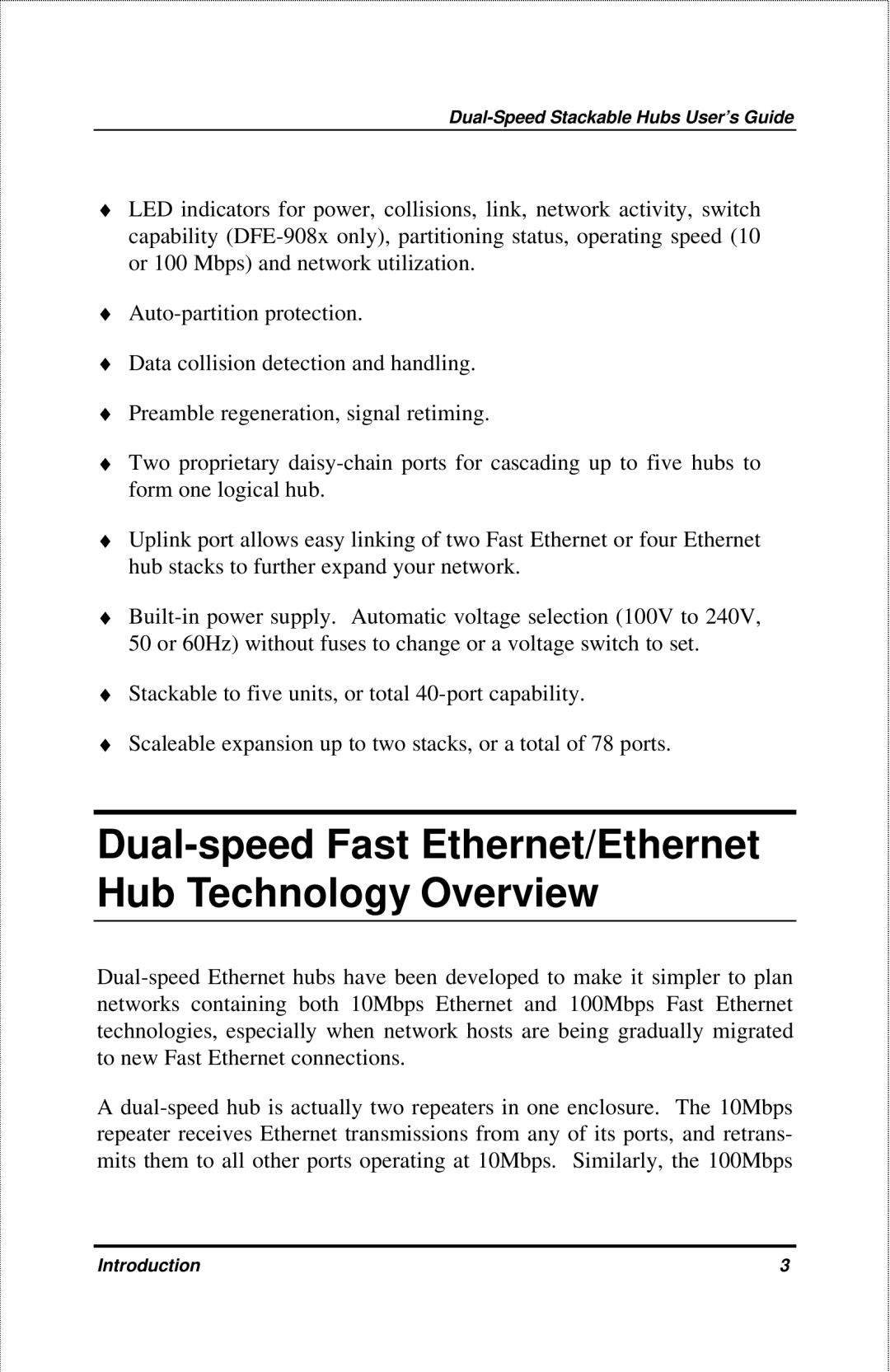 D-Link DFE-908X manual Dual-speed Fast Ethernet/Ethernet Hub Technology Overview 