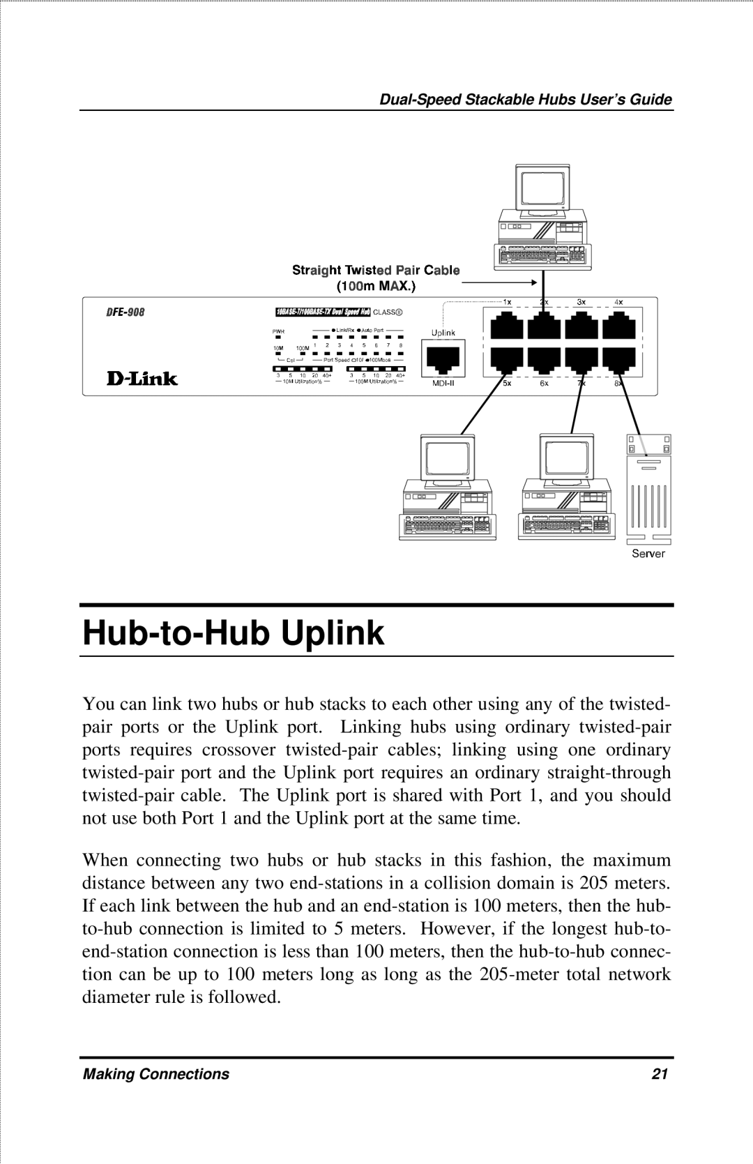 D-Link DFE-908X manual Hub-to-Hub Uplink 