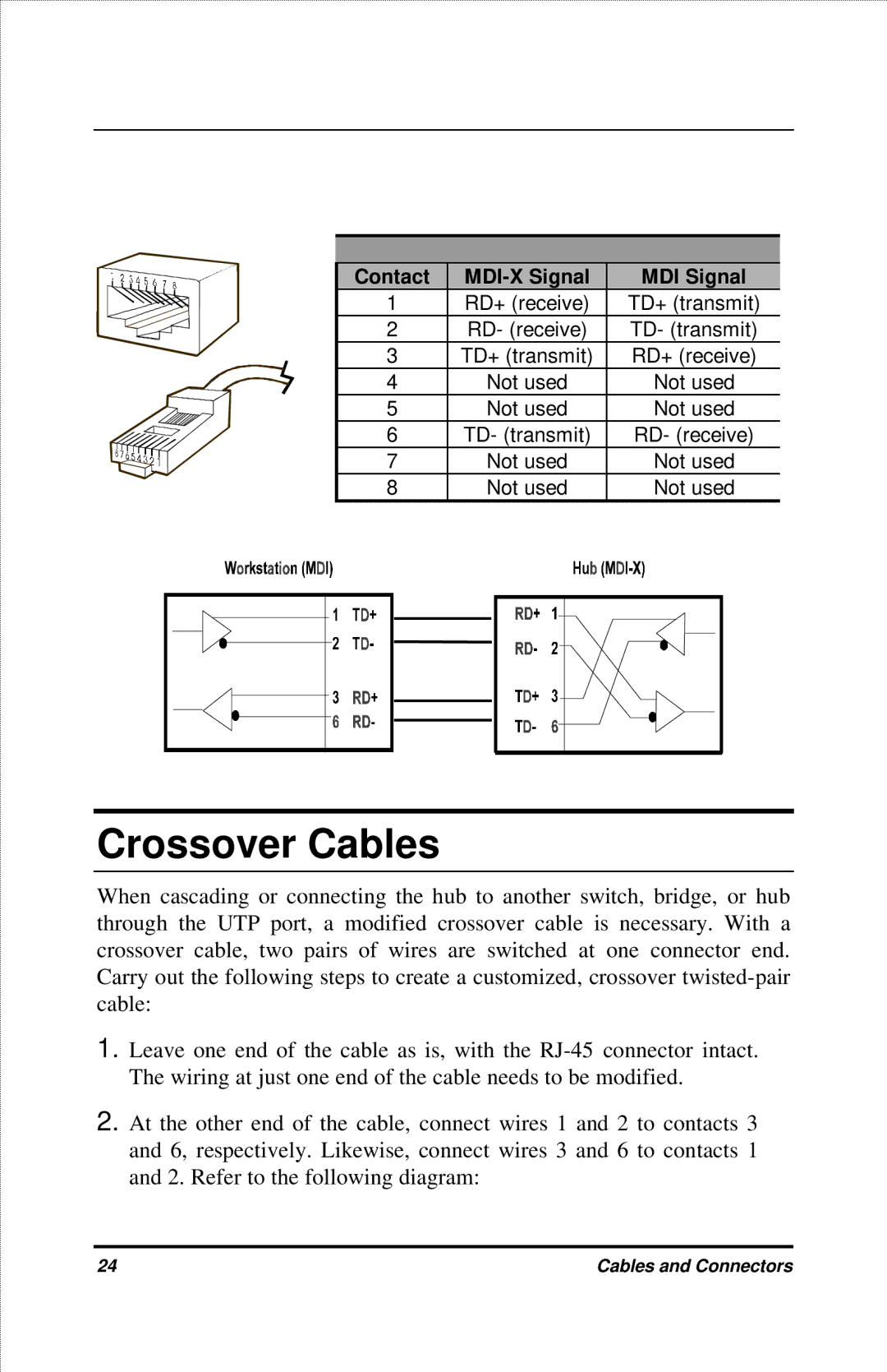 D-Link DFE-908X manual Crossover Cables, Contact MDI-X Signal MDI Signal 