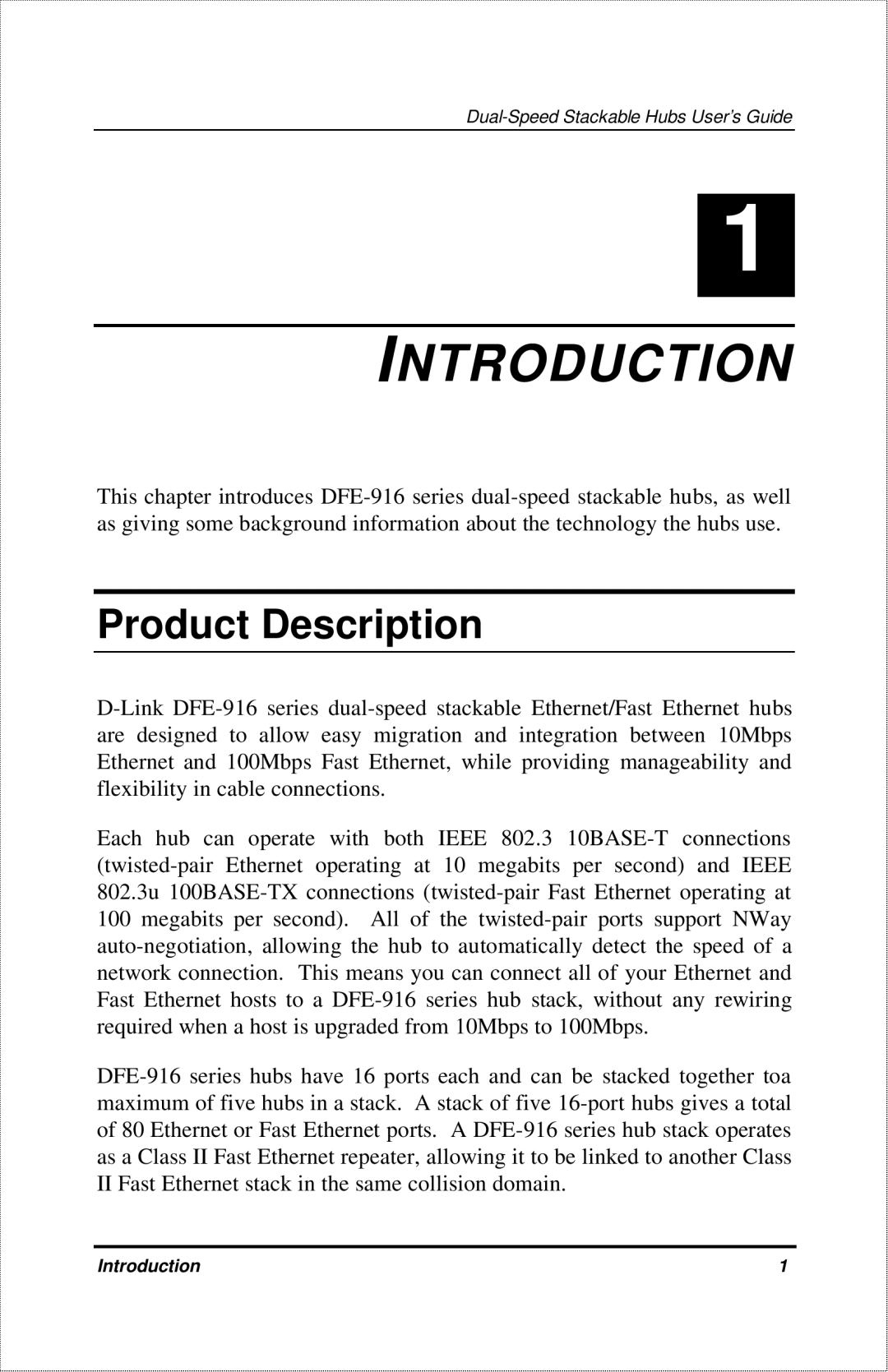 D-Link DFE-916X manual Introduction, Product Description 