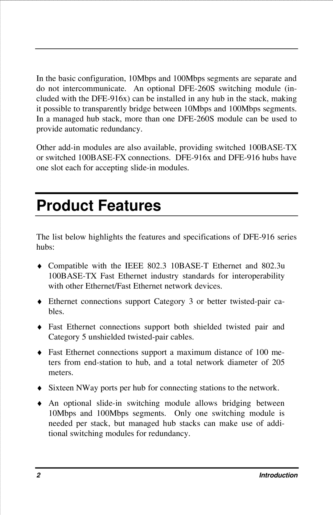 D-Link DFE-916X manual Product Features 