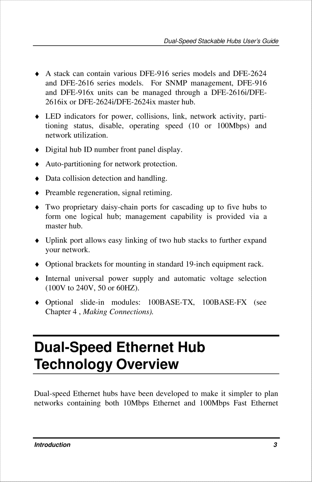 D-Link DFE-916X manual Dual-Speed Ethernet Hub Technology Overview 