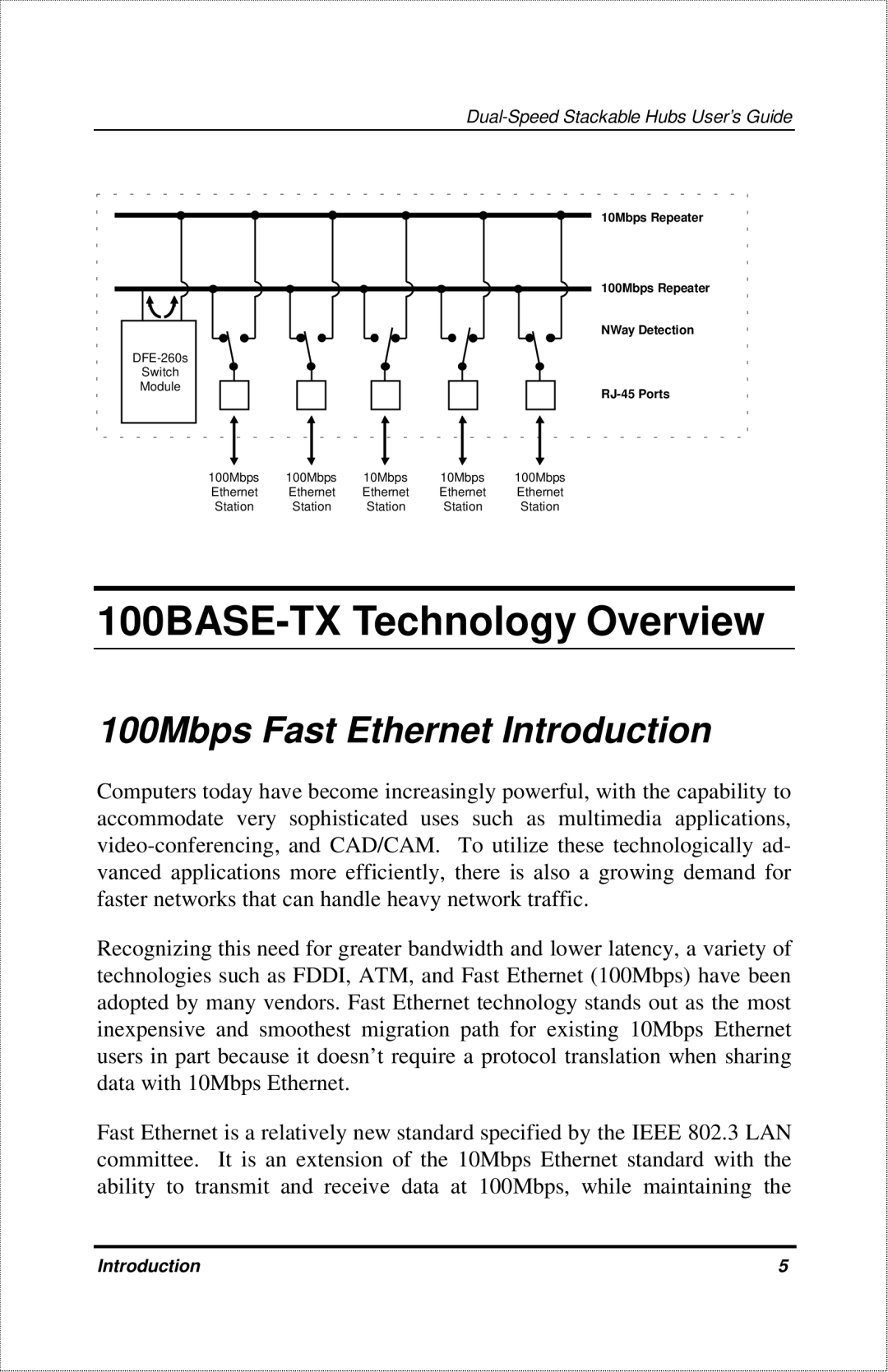 D-Link DFE-916X manual 100BASE-TX Technology Overview, 100Mbps Fast Ethernet Introduction 