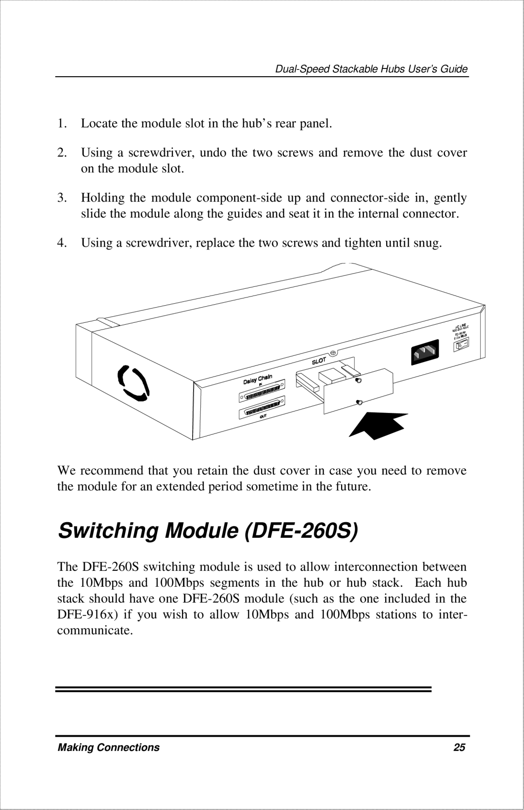 D-Link DFE-916X manual Switching Module DFE-260S 