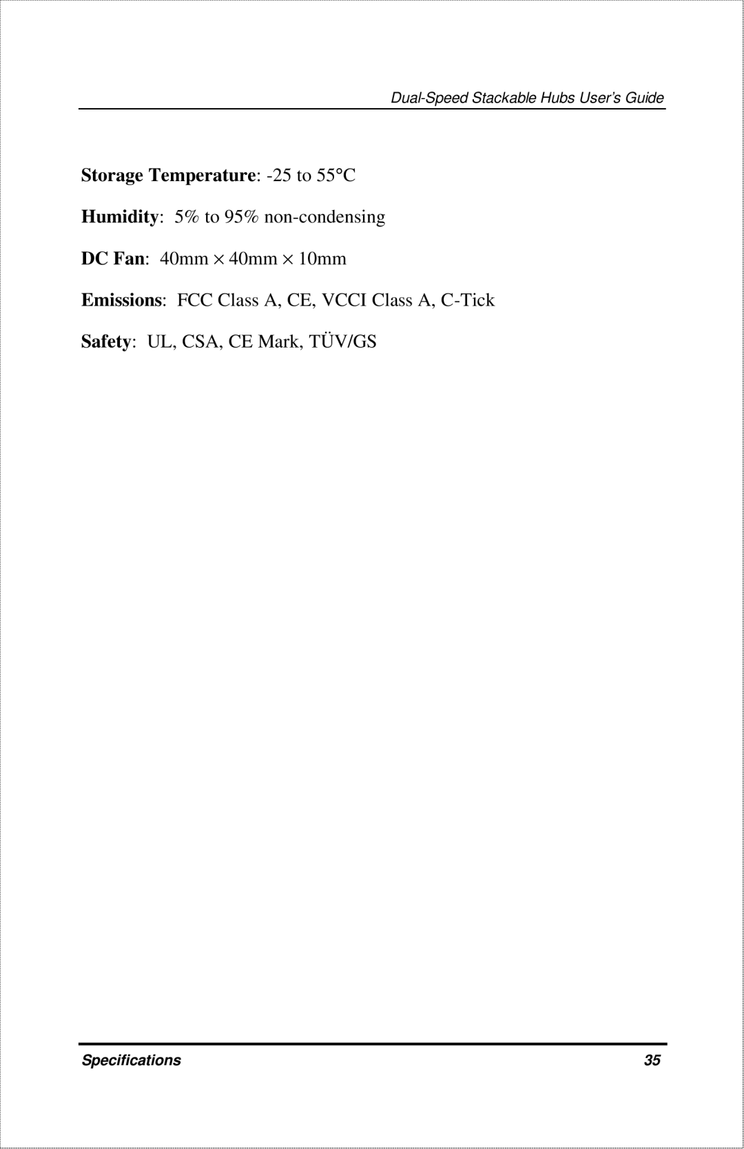 D-Link DFE-916X manual Storage Temperature -25 to 55C 