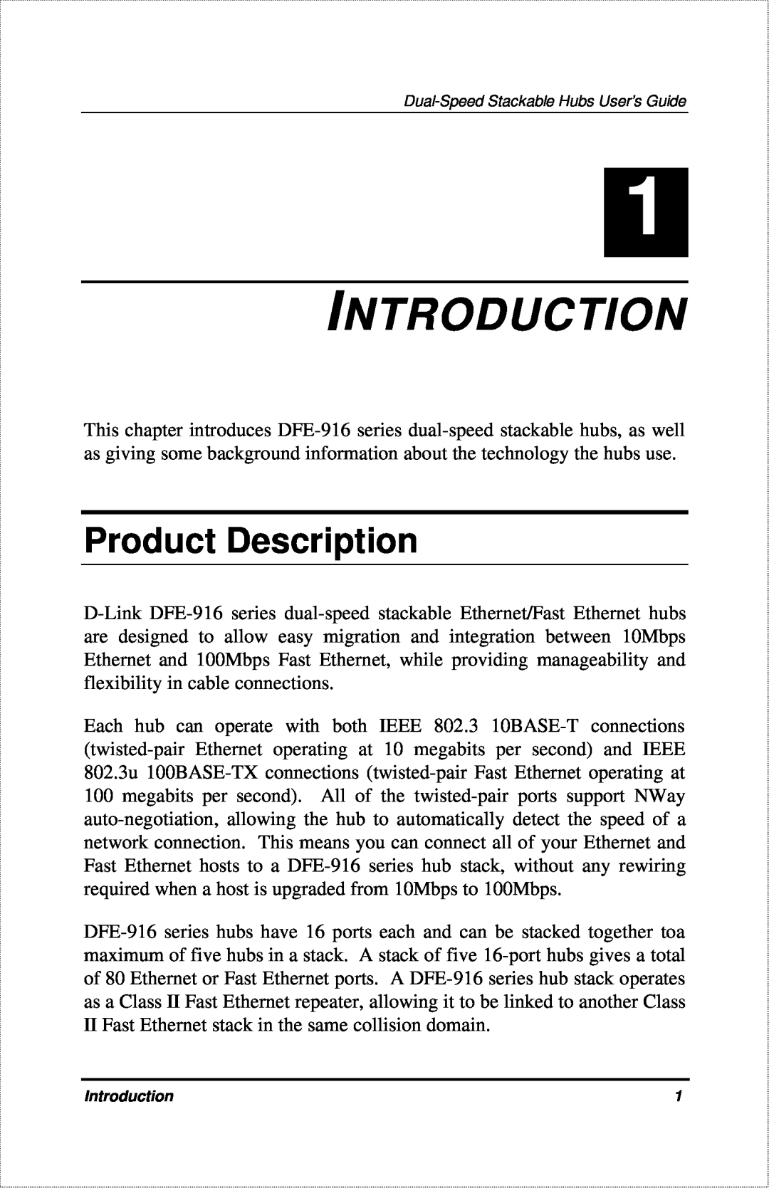 D-Link DFE-916X manual Introduction, Product Description 