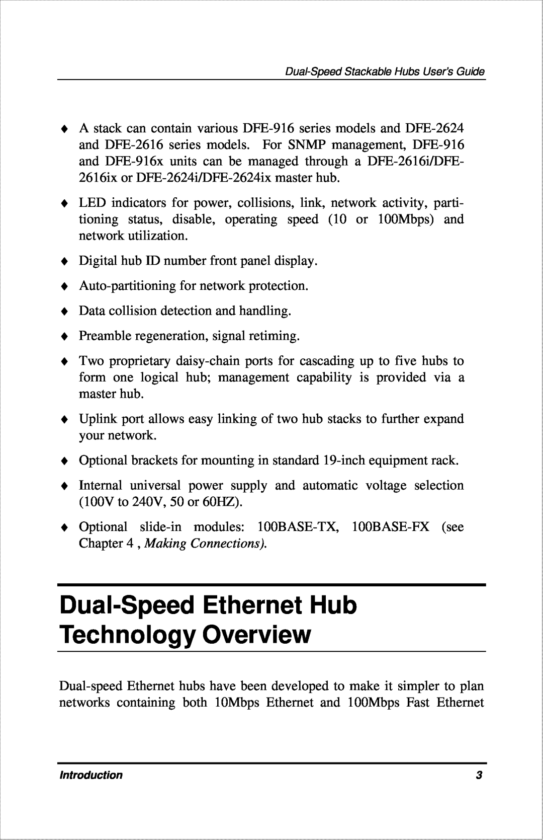 D-Link DFE-916X manual Dual-Speed Ethernet Hub Technology Overview 