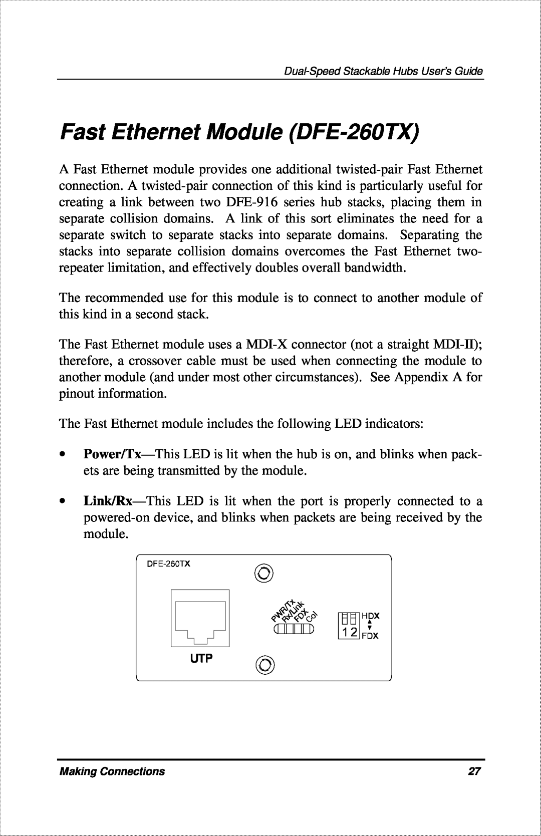 D-Link DFE-916X manual Fast Ethernet Module DFE-260TX 