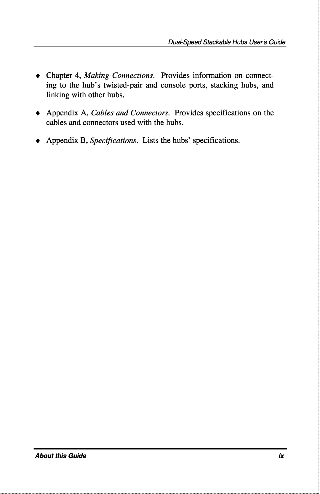 D-Link DFE-916X manual Appendix B, Specifications. Lists the hubs’ specifications 