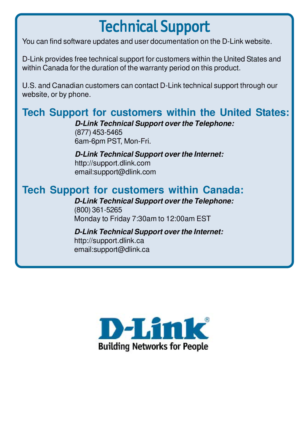 D-Link DFL-200 warranty Technical Support 