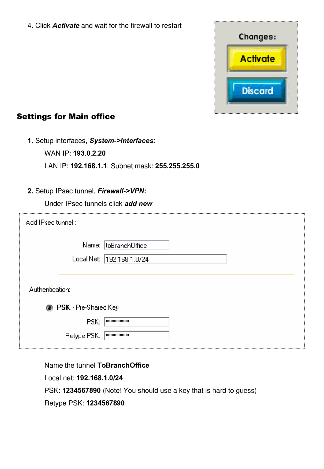 D-Link DFL-200 manual LAN IP 192.168.1.1, Subnet mask, Local net 192.168.1.0/24 