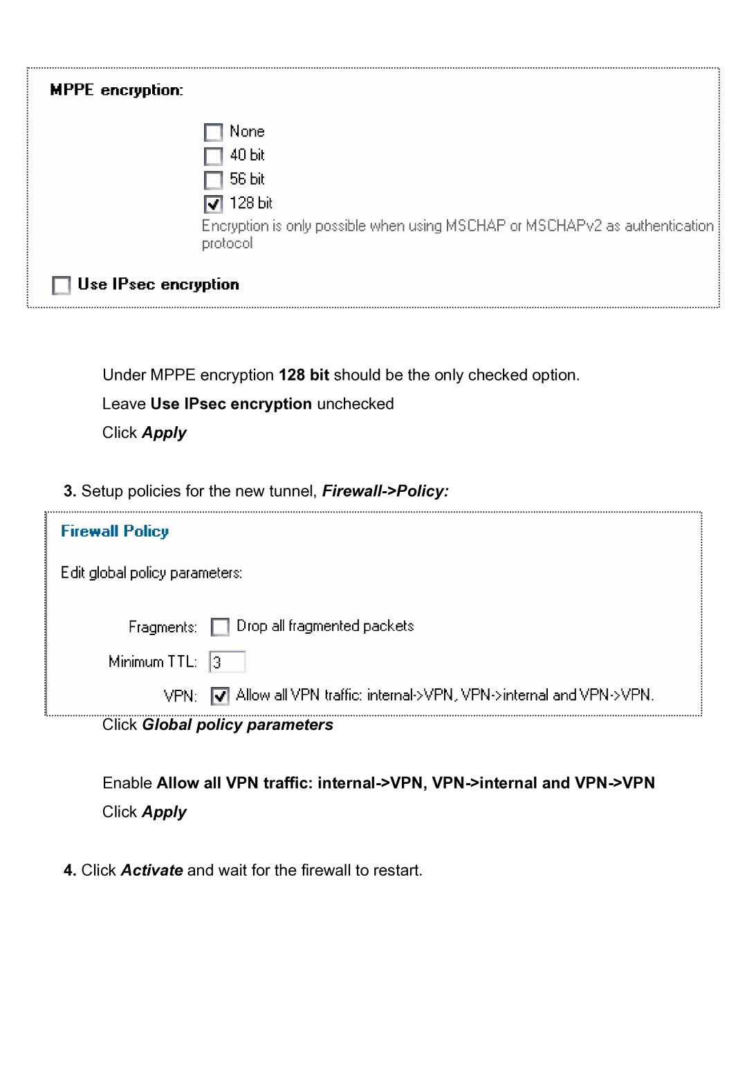 D-Link DFL-200 manual Click Global policy parameters 