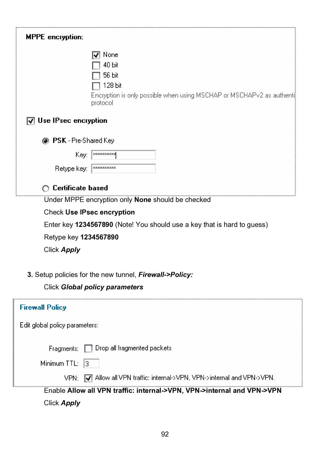 D-Link DFL-200 manual Check Use IPsec encryption 