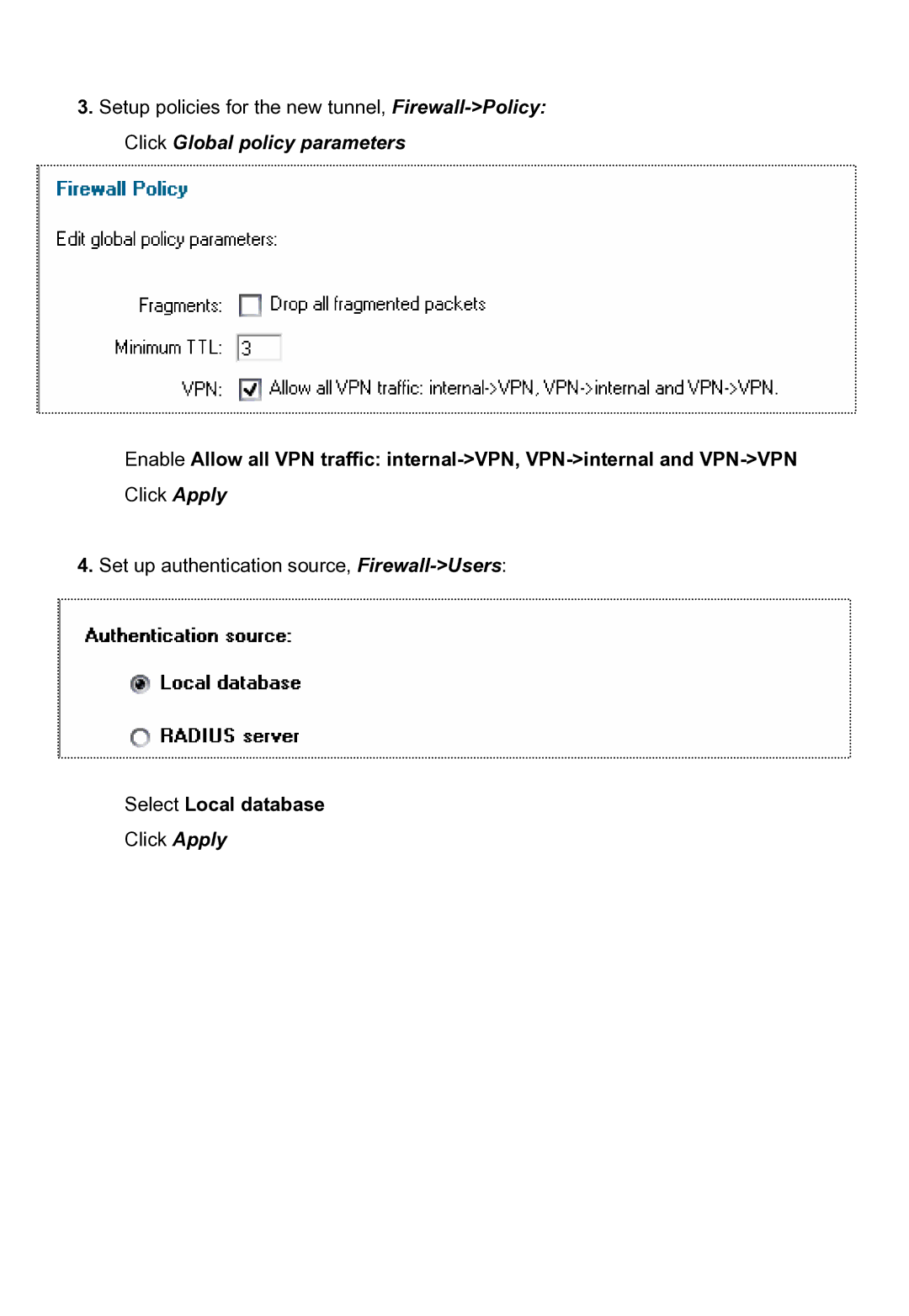 D-Link DFL-200 manual Select Local database 