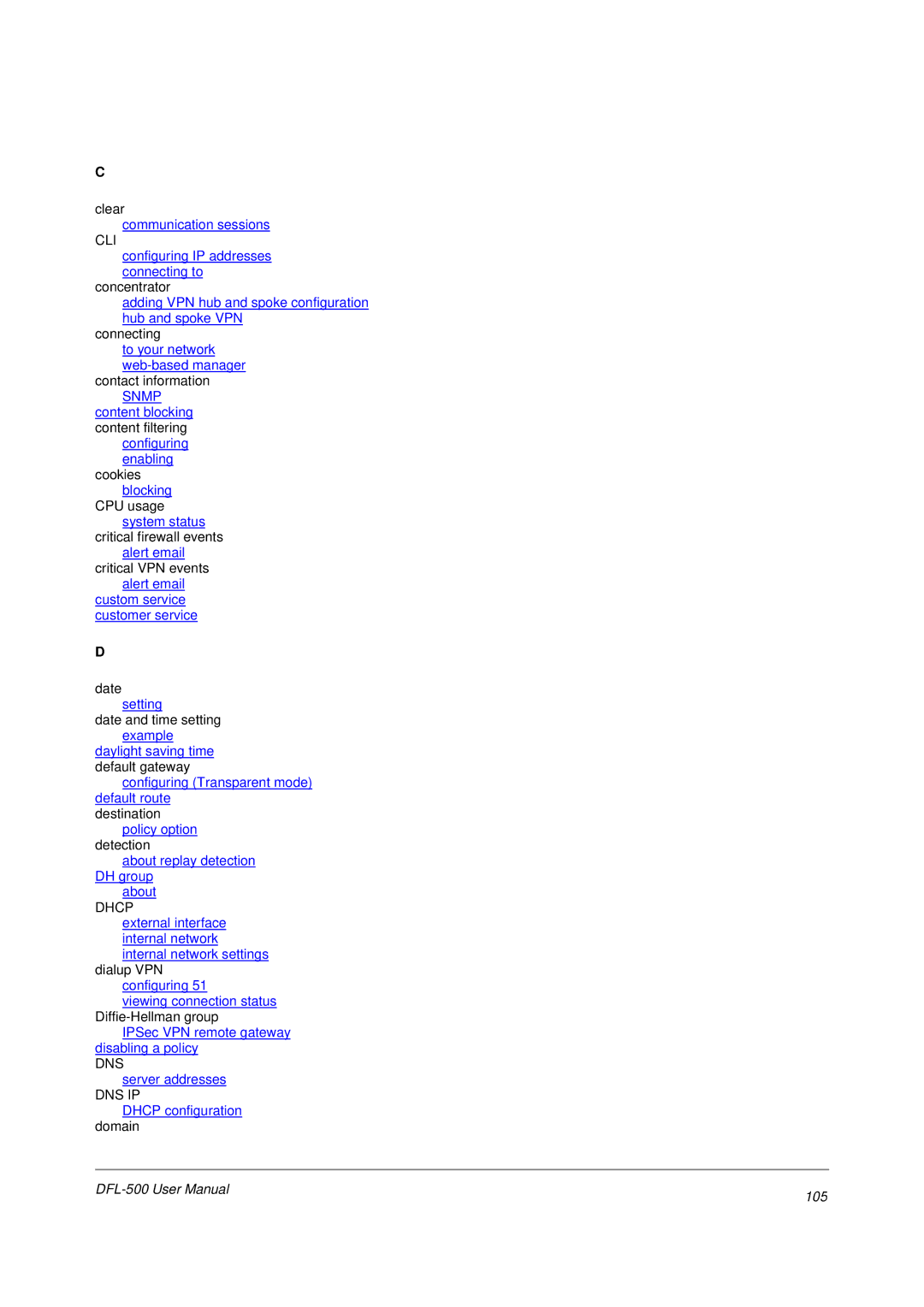 D-Link DFL-500 user manual Cli, 105 