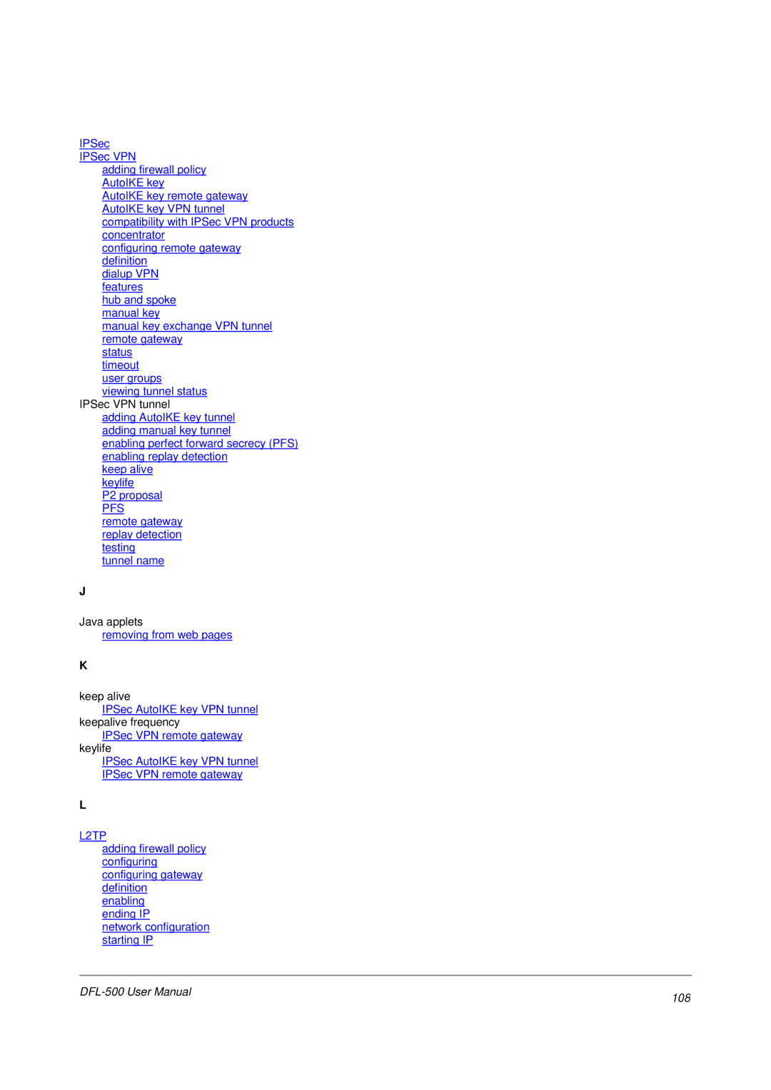 D-Link DFL-500 user manual Pfs, 108 